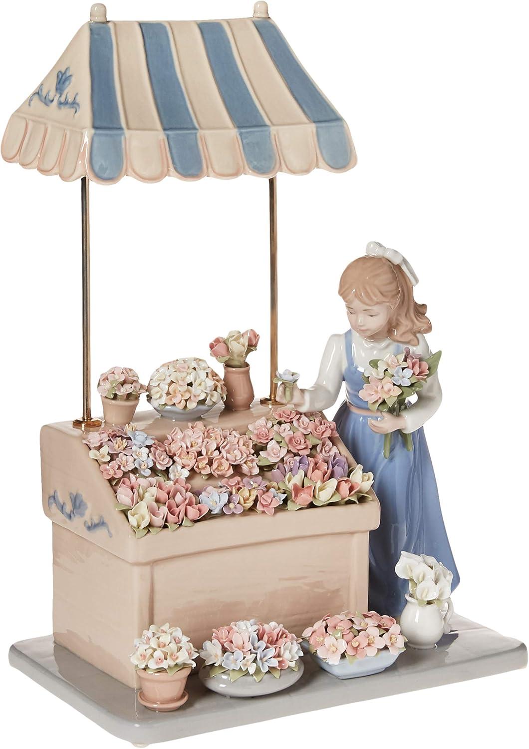 Kevins Gift Shoppe Hand Crafted Ceramic Girl Flower Shop Centerpiece Figurine