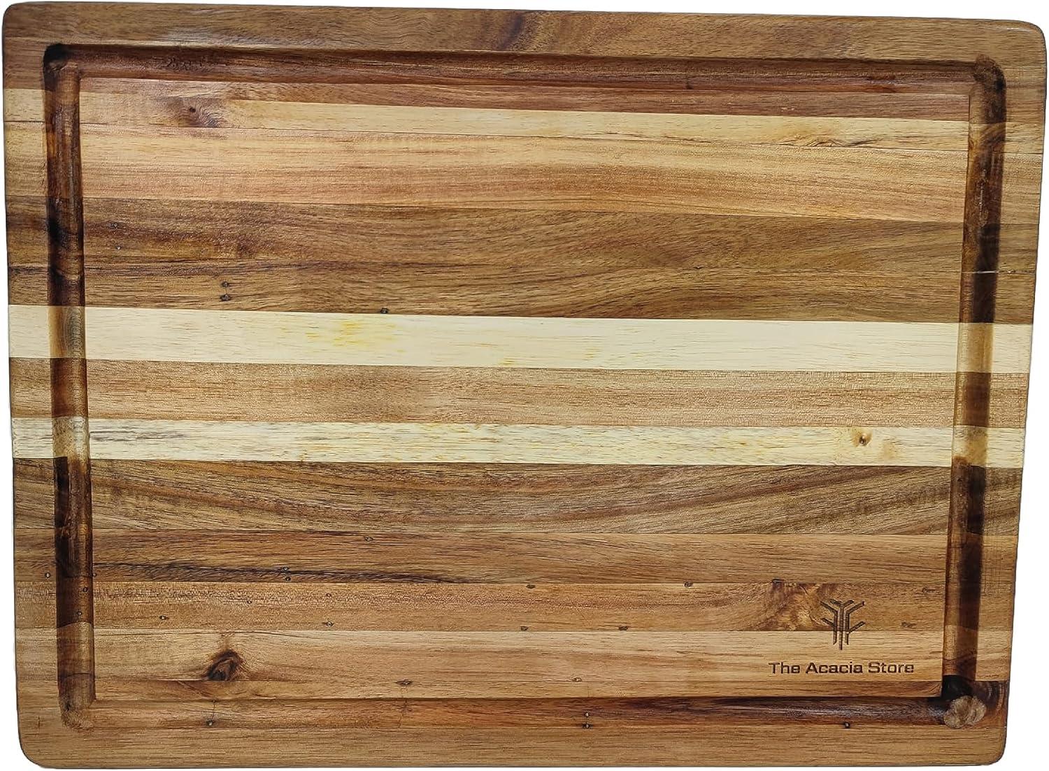 Acacia Wood Rectangular Cutting Board with Juice Groove