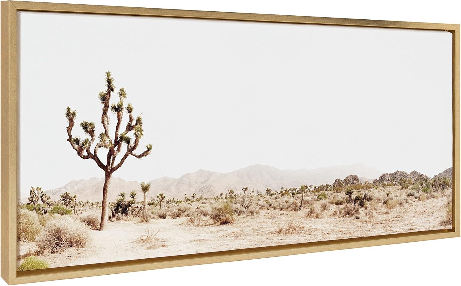 Kate and Laurel Sylvie Lone Joshua Tree Framed Canvas by Amy Peterson Art Studio, 18x40, Bright Gold