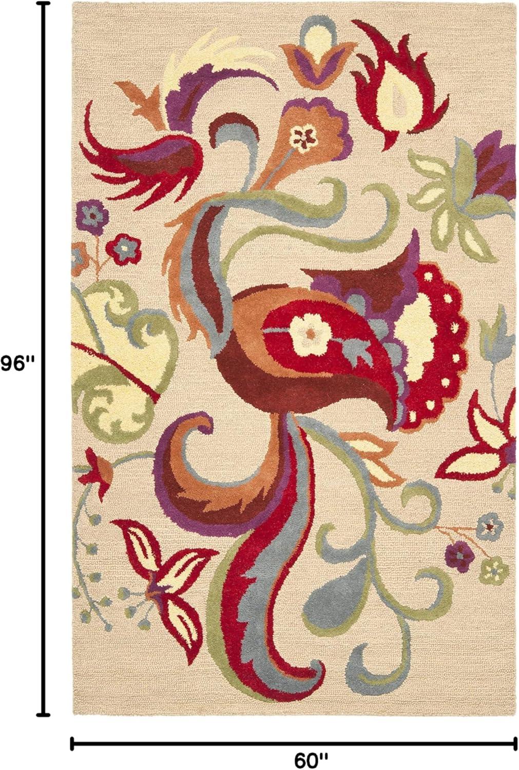 Blossom BLM680 Hand Hooked Area Rug - Beige/Multi - 5'x8' - Safavieh.
