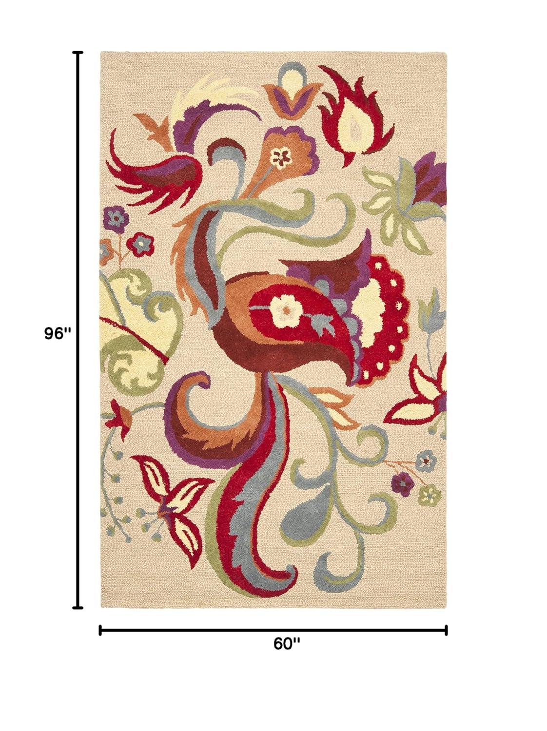Blossom BLM680 Hand Hooked Area Rug - Beige/Multi - 5'x8' - Safavieh.