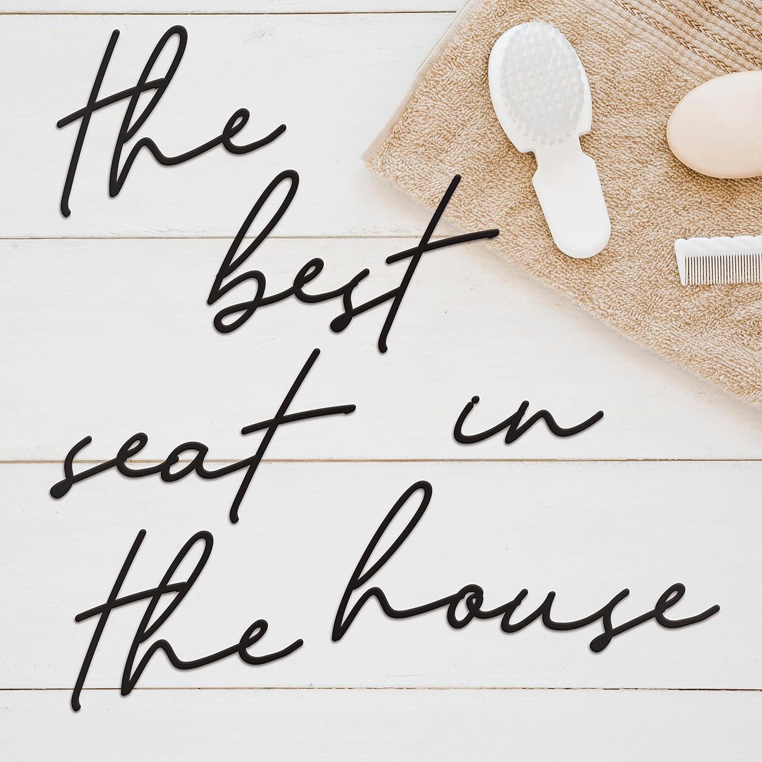 Vivegate The Best Seat In The House Bathroom Metal Wall Decor - 16"X16" Black Modern Please Seat Yourself Metal bathroom sign For Hanging Home Please Seat Yourself Wall Décor (BESTSEAT)