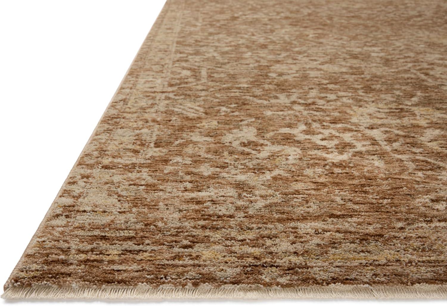 Junie Clay and Natural Polyester Traditional Area Rug with Fringe