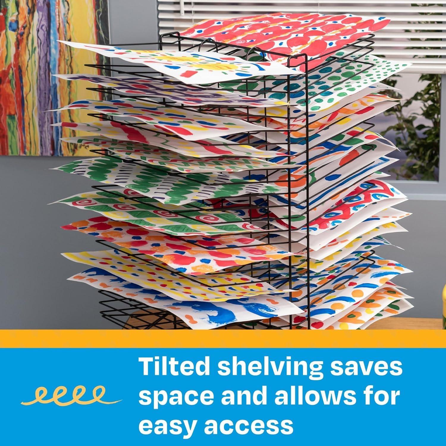 Sax All-Steel Double Sided Wire Drying Rack for Arts and Crafts and Storage, Black, 50 Shelves, 17-1/2 x 20 x 30-3/4 Inches