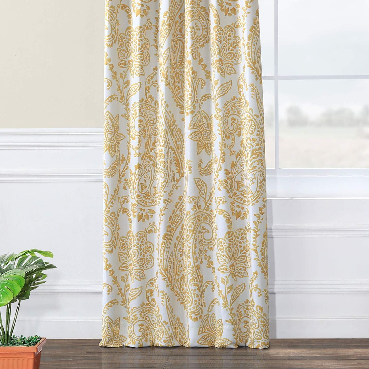 Tea Time Yellow Gold Blackout Polyester Window Panel