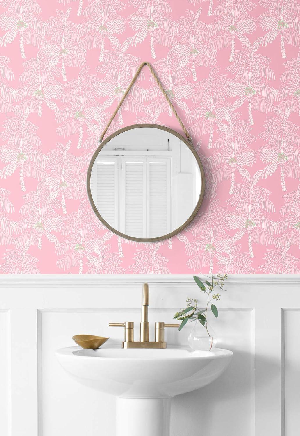 NextWall  Palm Beach Peel and Stick Wallpaper Flamingo