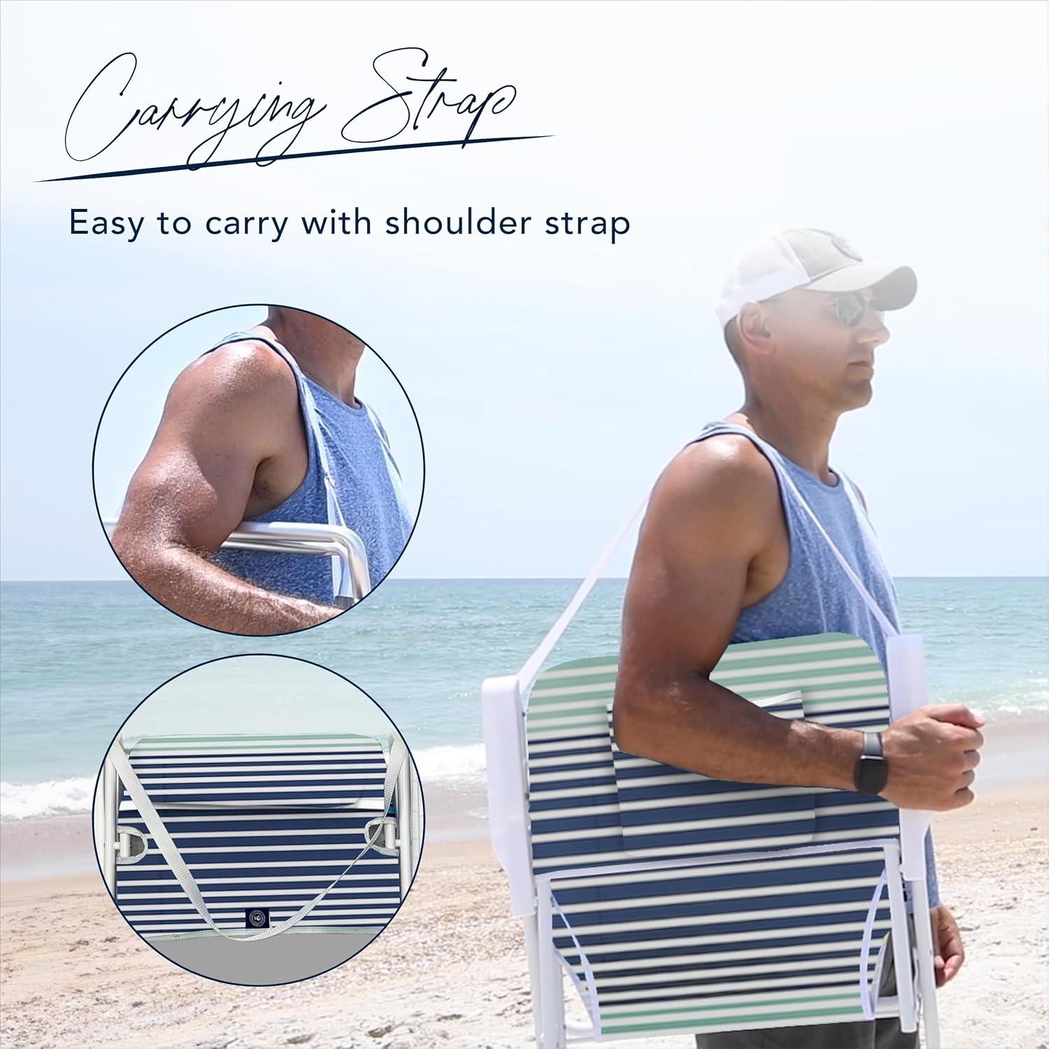 Caribbean Joe Folding Beach Chair, One Position with Armrests