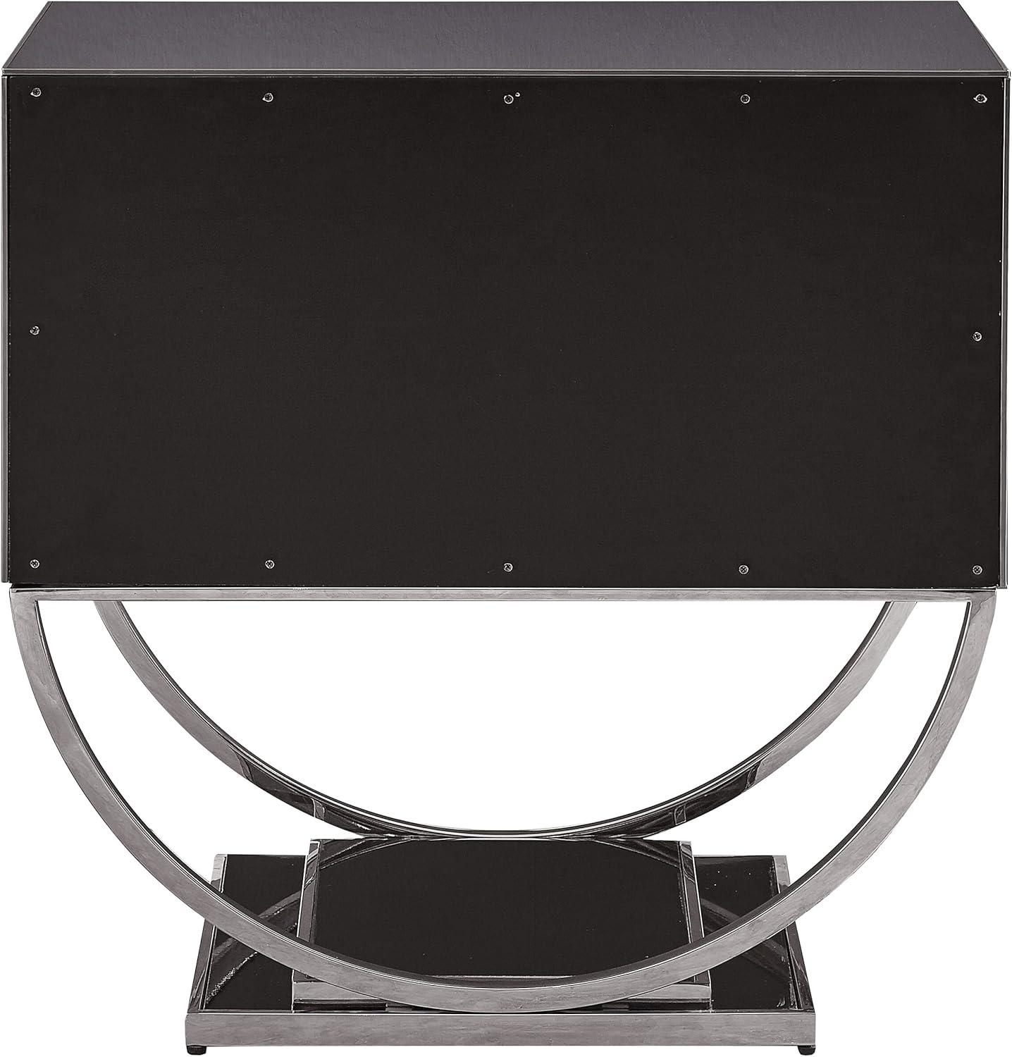 Meridian Furniture Alyssa Black Glass and Chrome Side Table