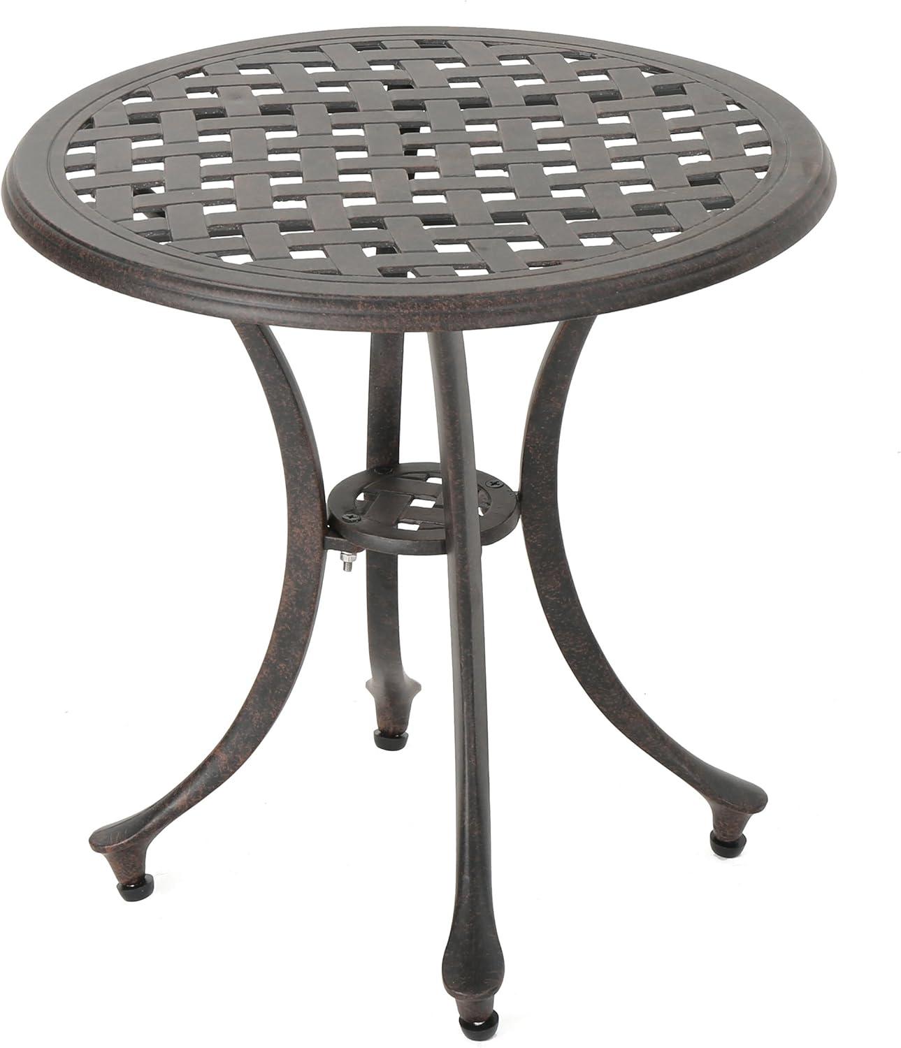 Louis Outdoor 19" Bronze Cast Aluminum Side Table