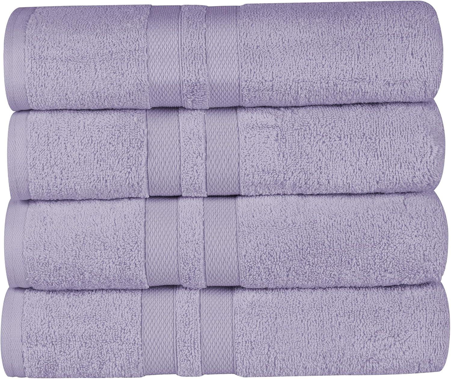 Superior Ultra Soft Cotton Solid 4-Piece Bath Towel Sets, Wisteria