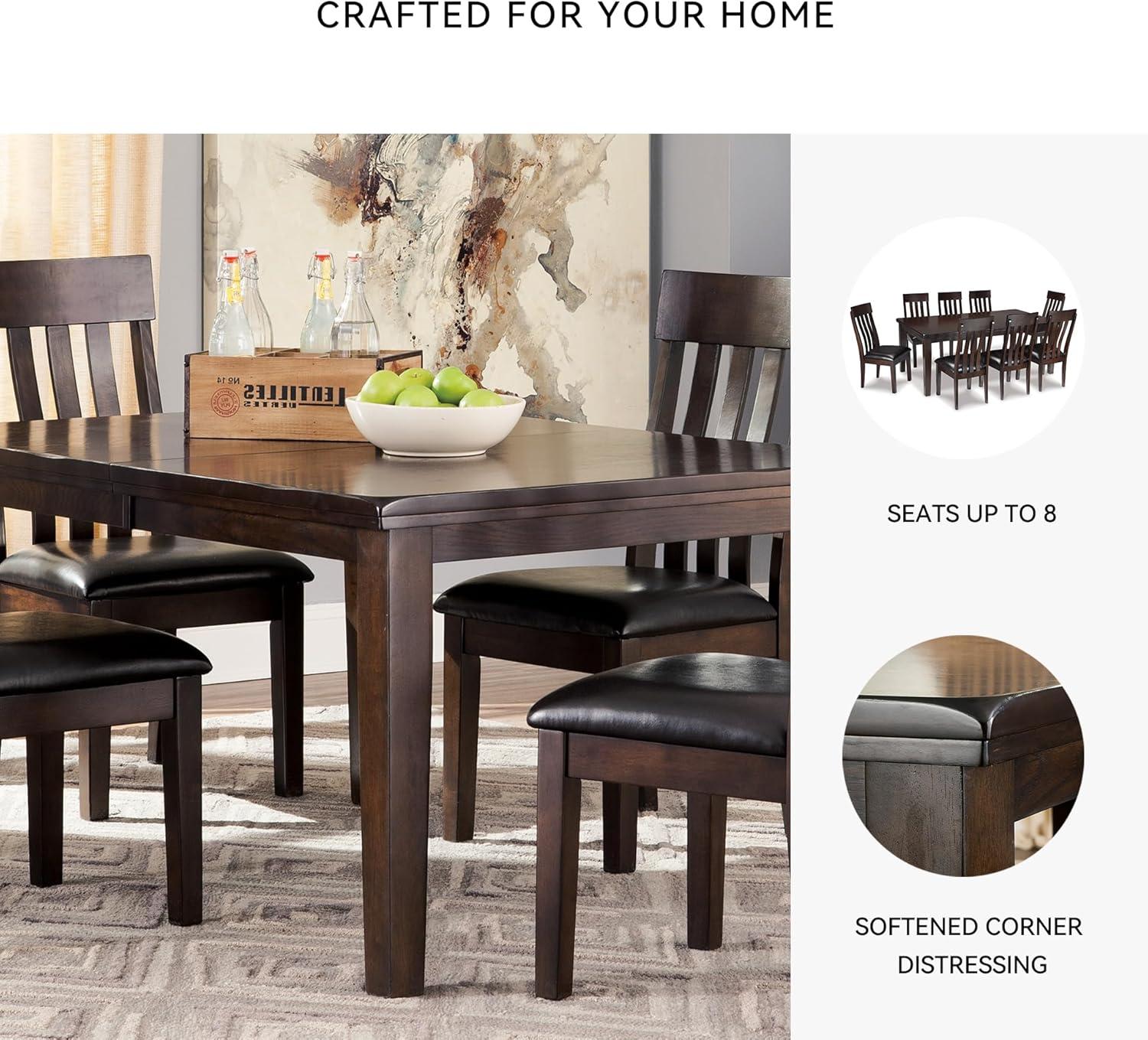 Signature Design by Ashley Haddigan Rectangular Extendable Dining Table Dark Brown: Seats 8, Wood Veneer, Butterfly Leaf