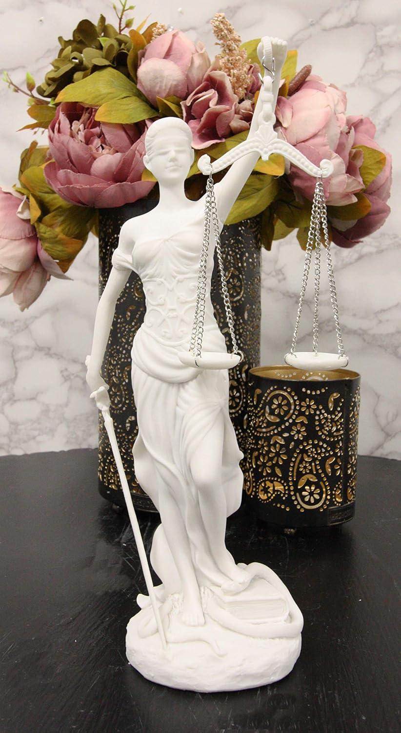 Hand Painted White Resin Lady Justice Statue for Home Office