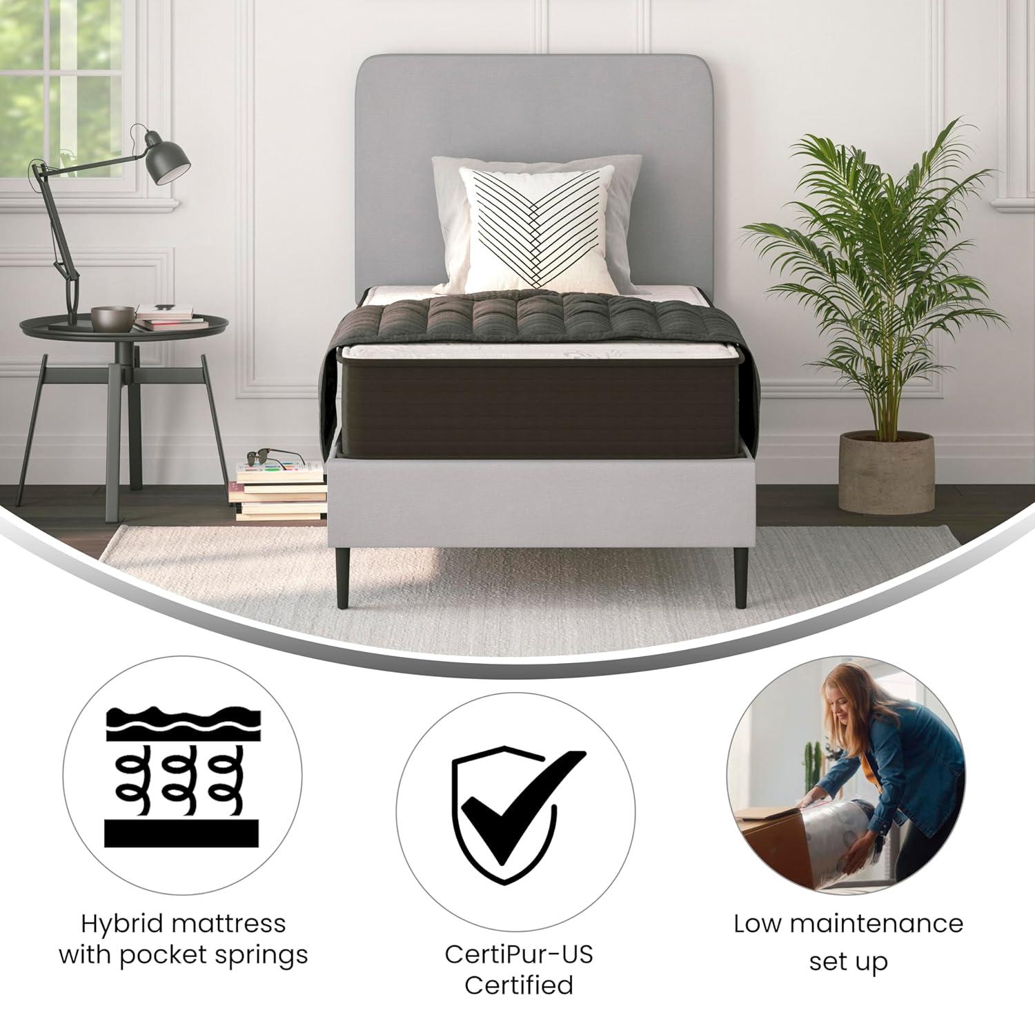 Flash Furniture 10" Hybrid Foam and Pocket Spring Mattress, Twin Mattress in a Box