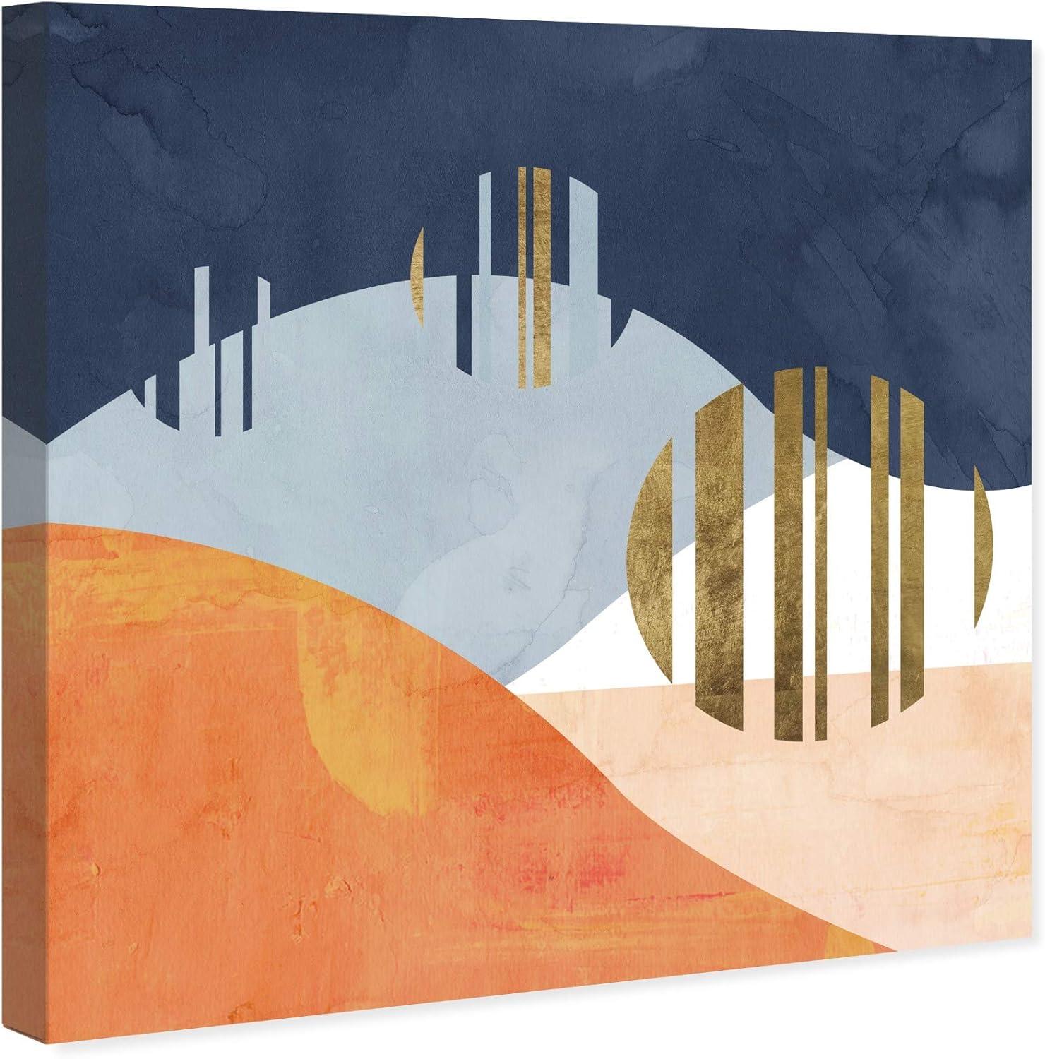 The Desert Night Abstract Blue and Orange Canvas Print