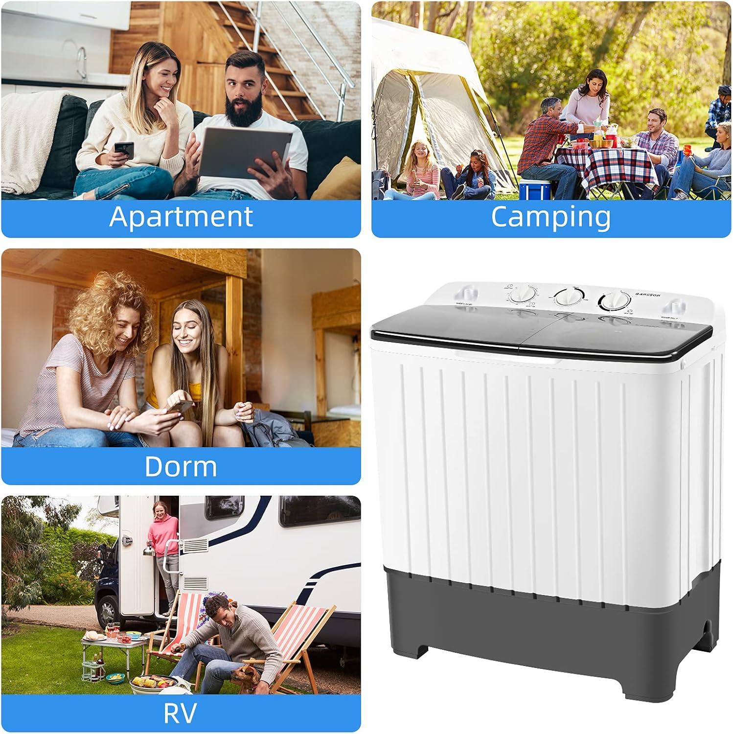 BANGSON BANGSON Portable Washing Machine, Mini Twin Tub Washer and Dryer Combo with 17.6 lbs