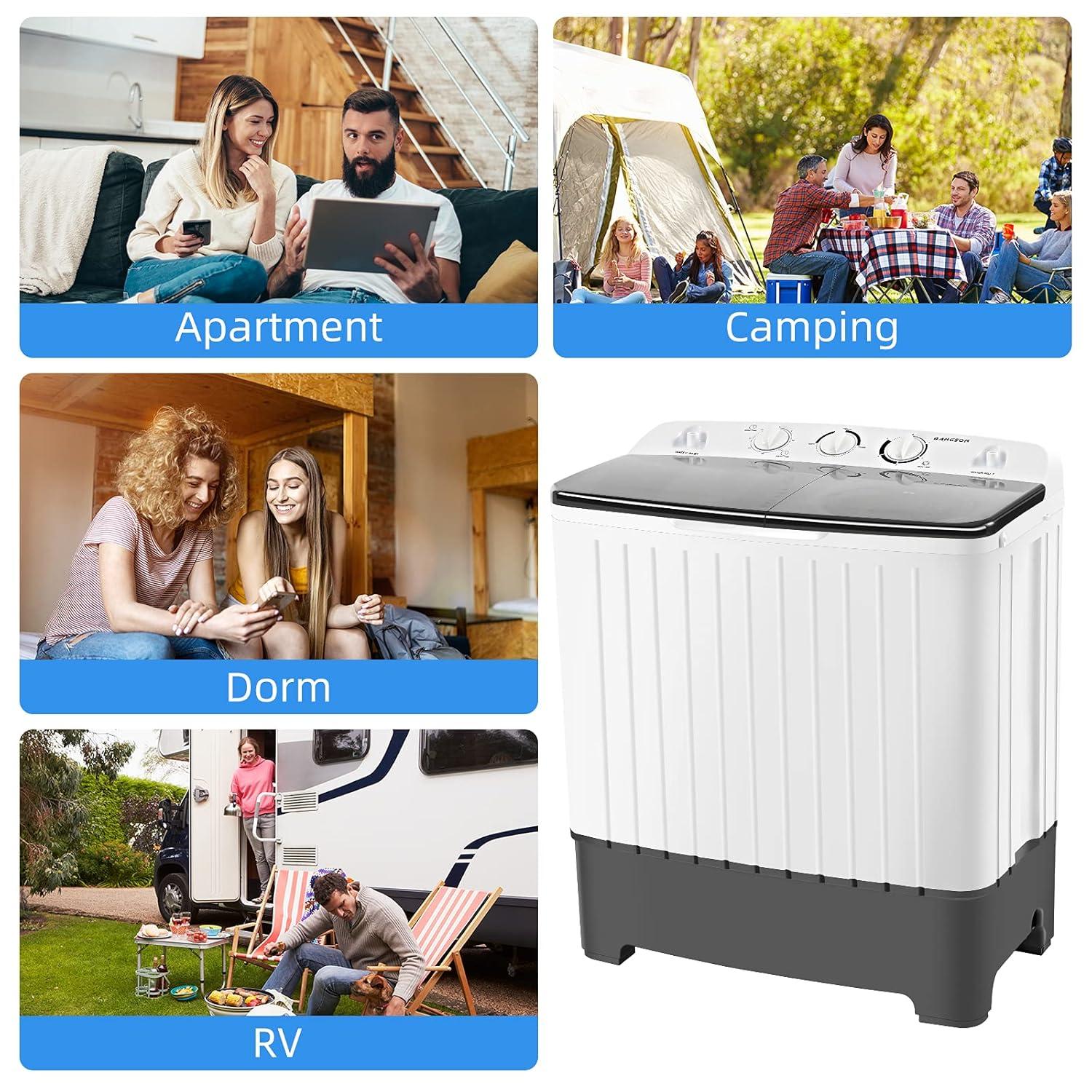 BANGSON BANGSON Portable Washing Machine, Mini Twin Tub Washer and Dryer Combo with 17.6 lbs