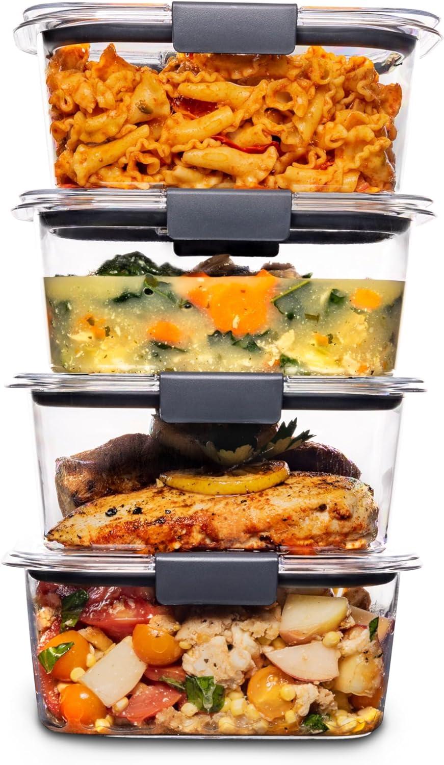 Clear Rectangular BPA-Free Plastic Meal Prep Containers, Set of 4