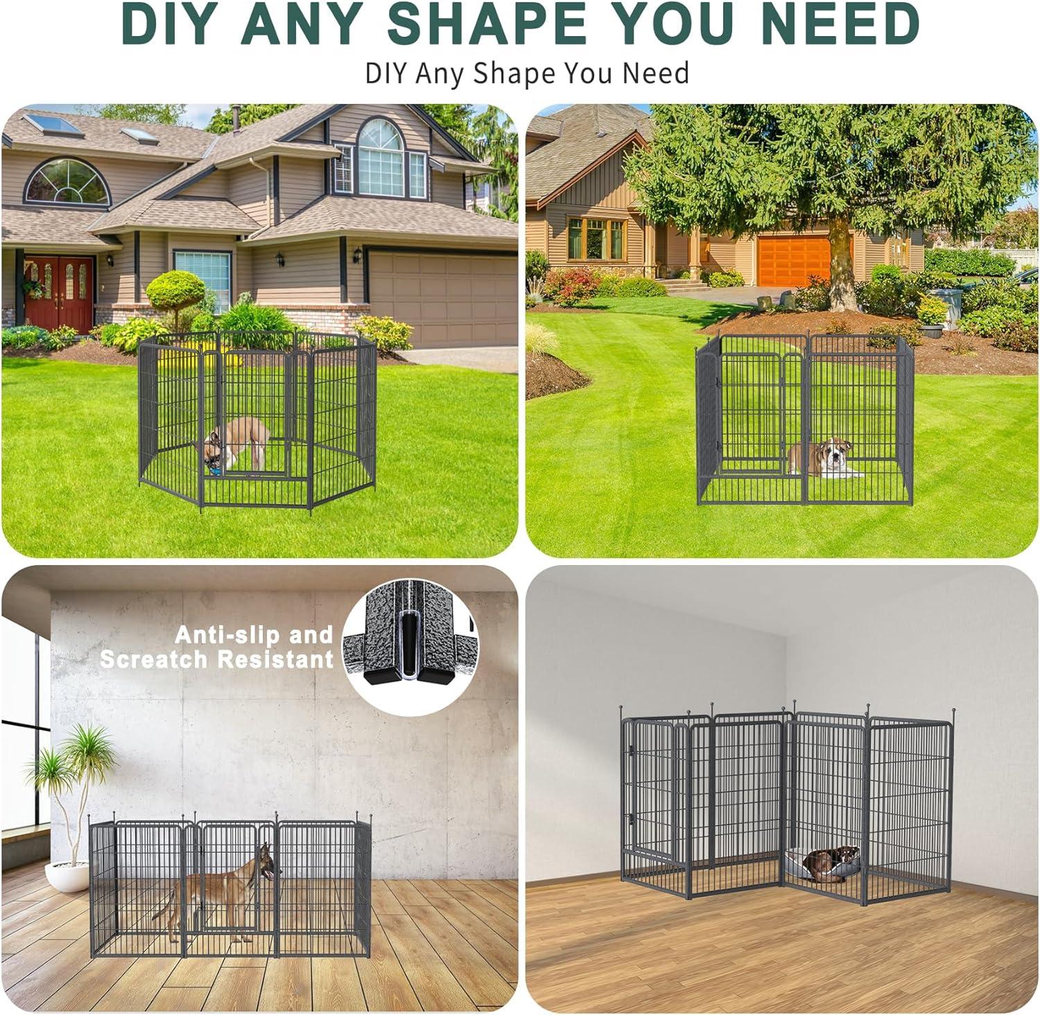 Monasem Dog Playpen Outdoor, 16 Panels 40" Height Dog Fence(Black)