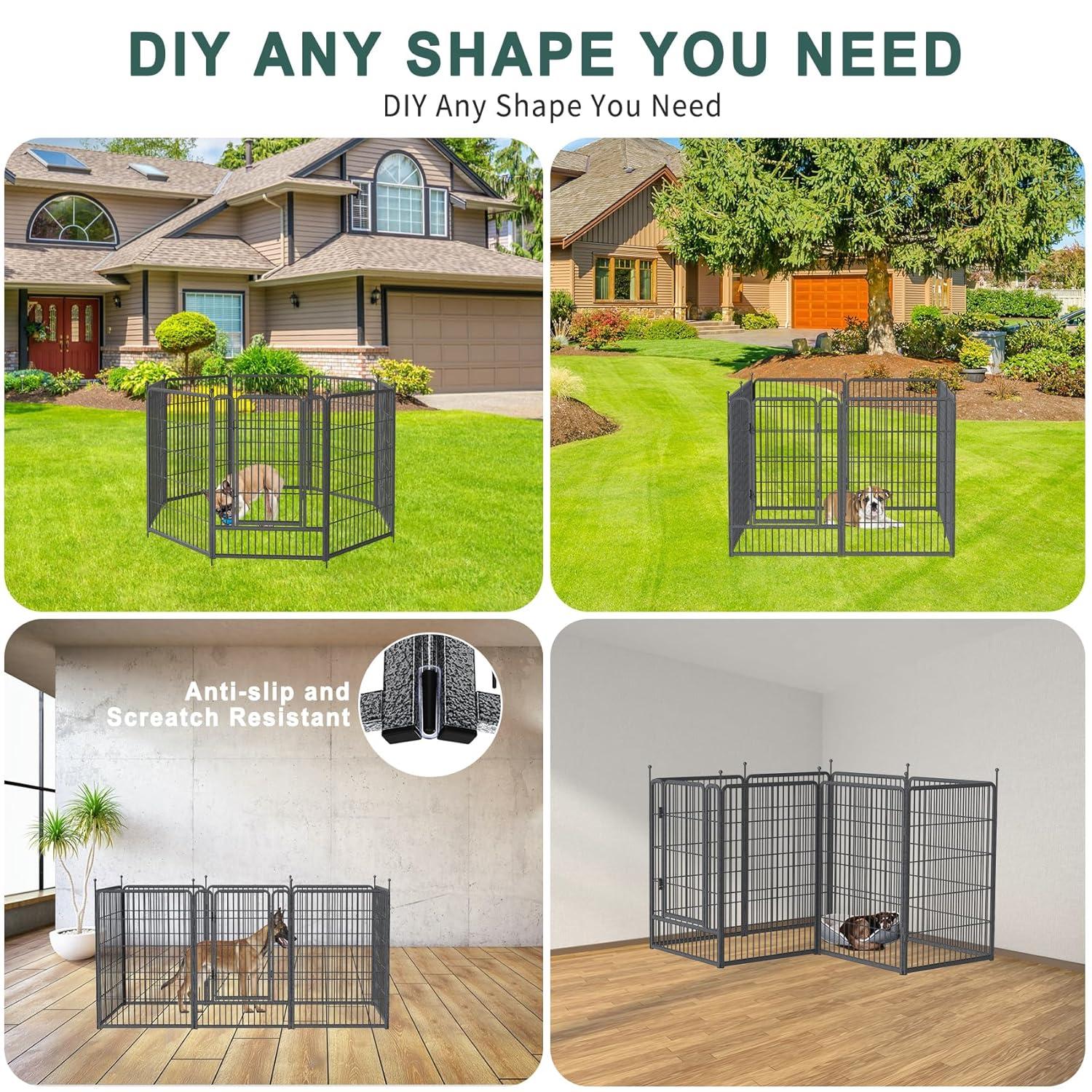 Monasem Dog Playpen Outdoor, 16 Panels 40" Height Dog Fence(Black)