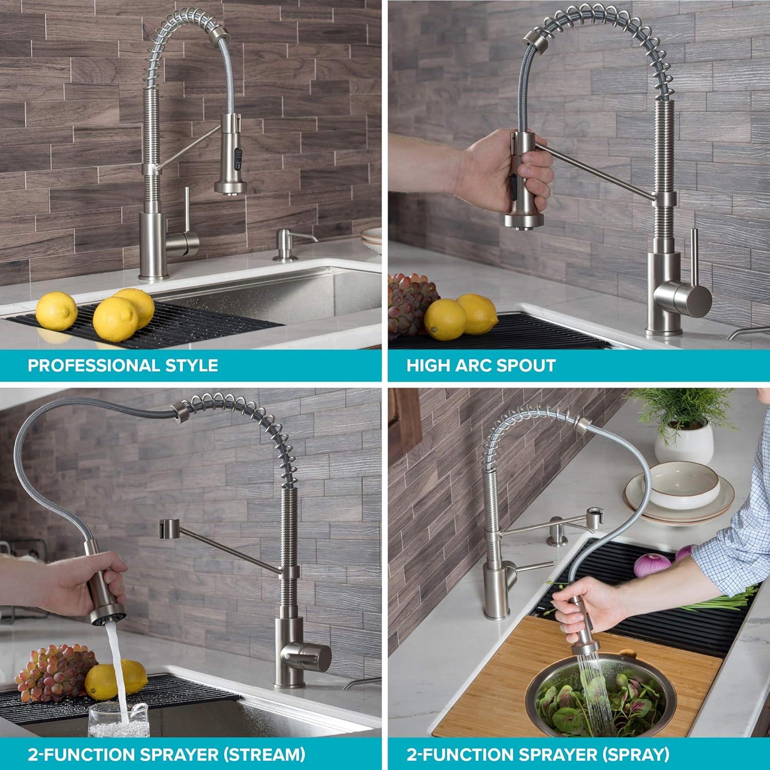 KRAUS Bolden Commercial Style 2-Function Single Handle Pull Down Kitchen Faucet