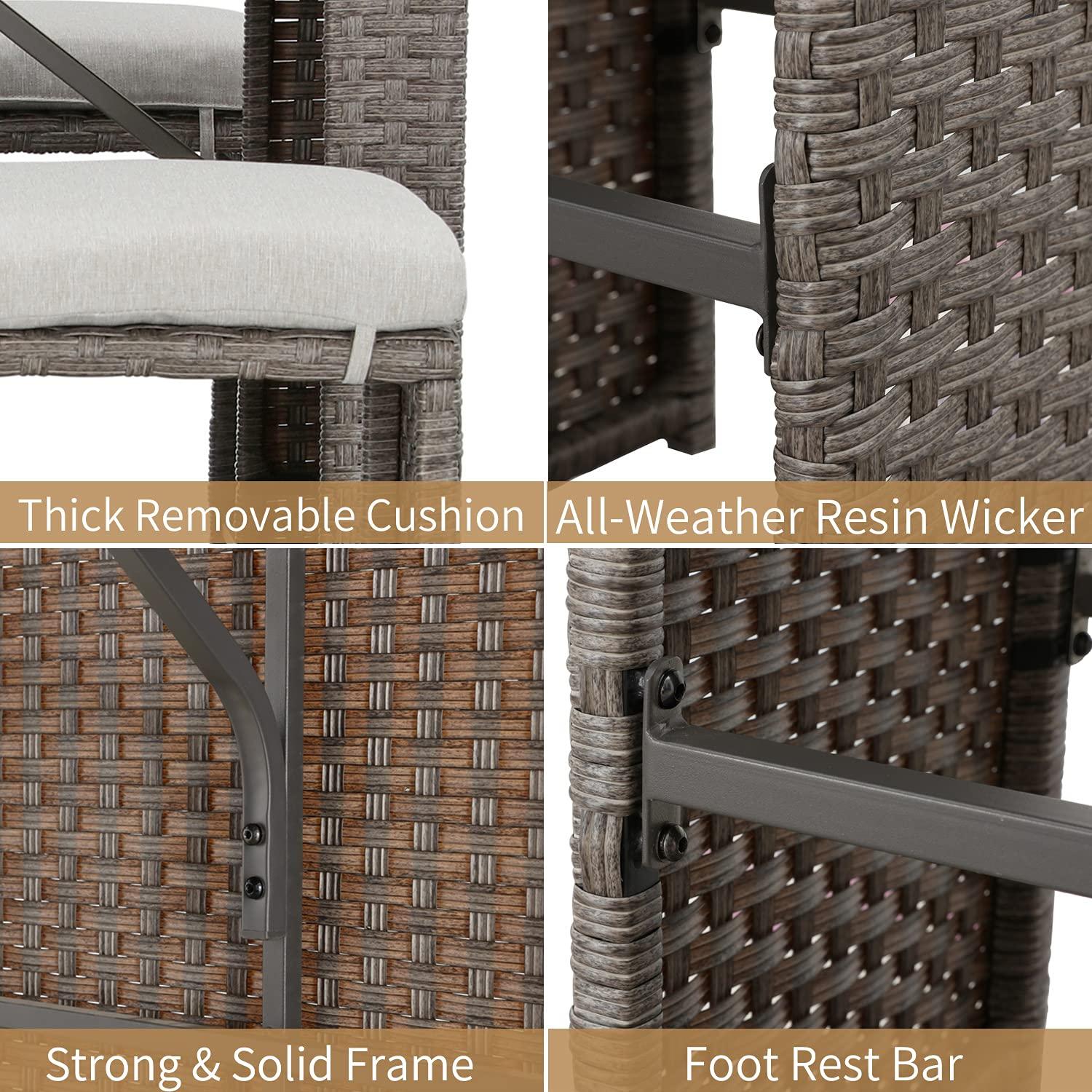 Patio Festival 5-Piece Outdoor Rattan Bar Dining Set in Brown/Gray