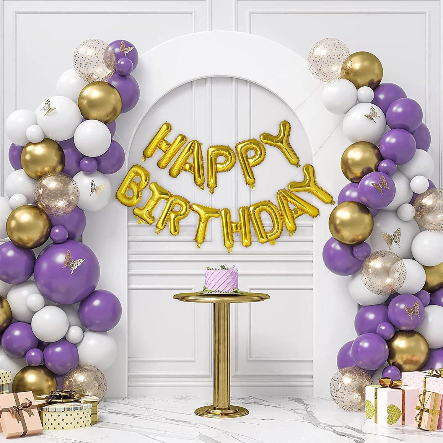 Happy Birthday Balloon Banner Party 16 Inch 3D Aluminum Foil Balloon kit Birthday Party Decor - gold