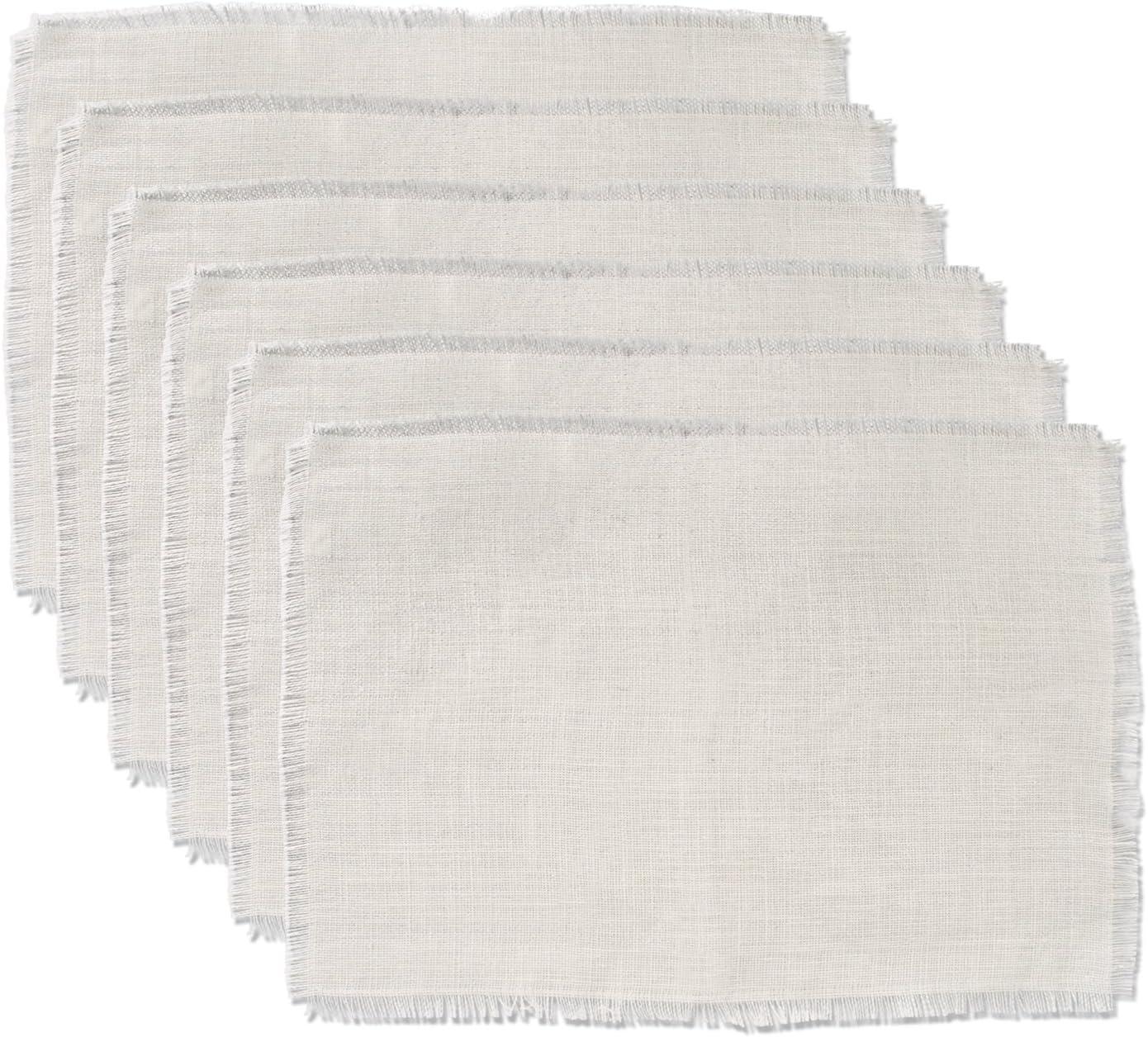 DII Modern Style Jute Fabric Bleached Placemat in Ivory Finish (Set of 6)