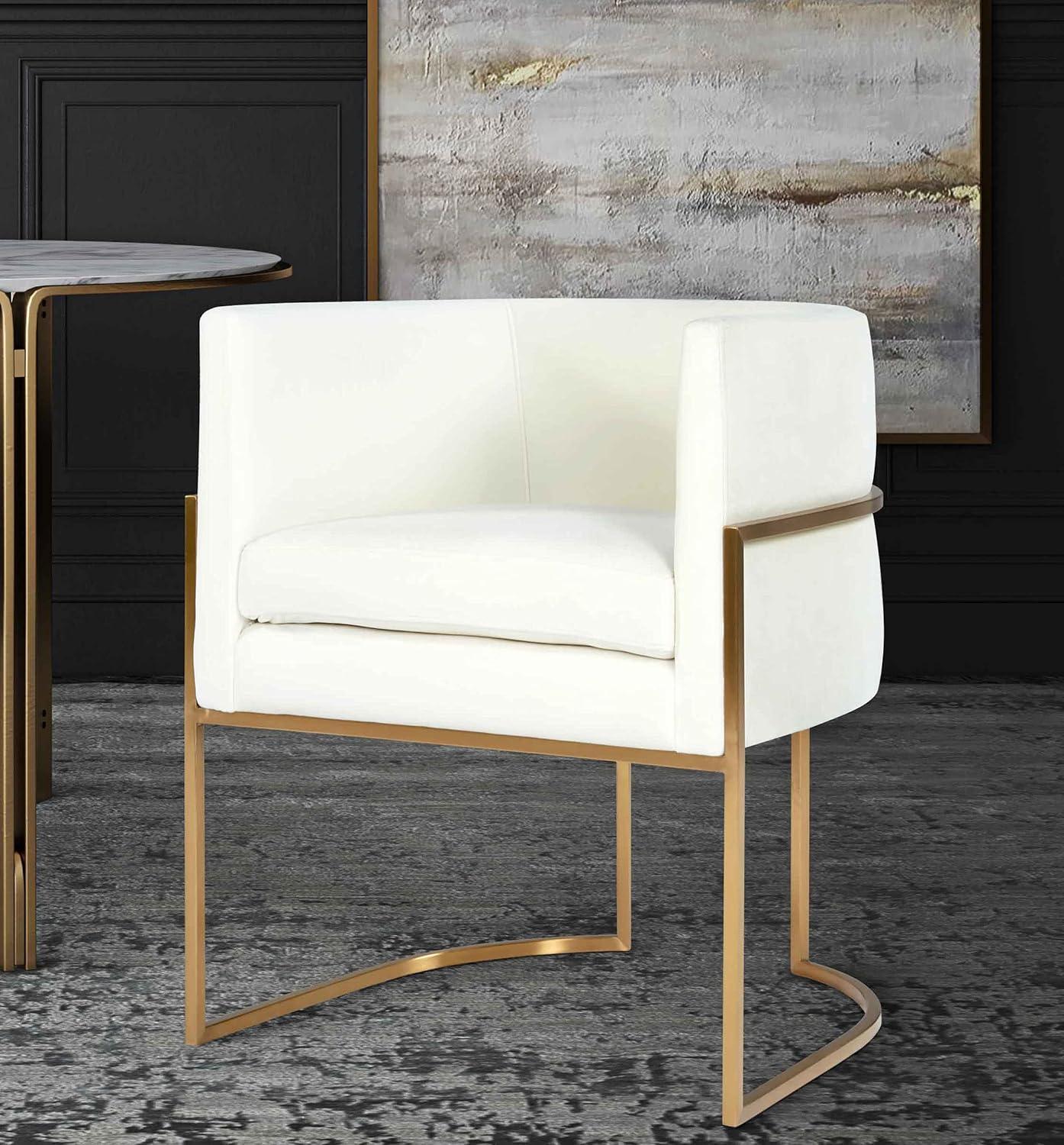 TOV Furniture Giselle 19" Transitional Velvet Dining Chair in White