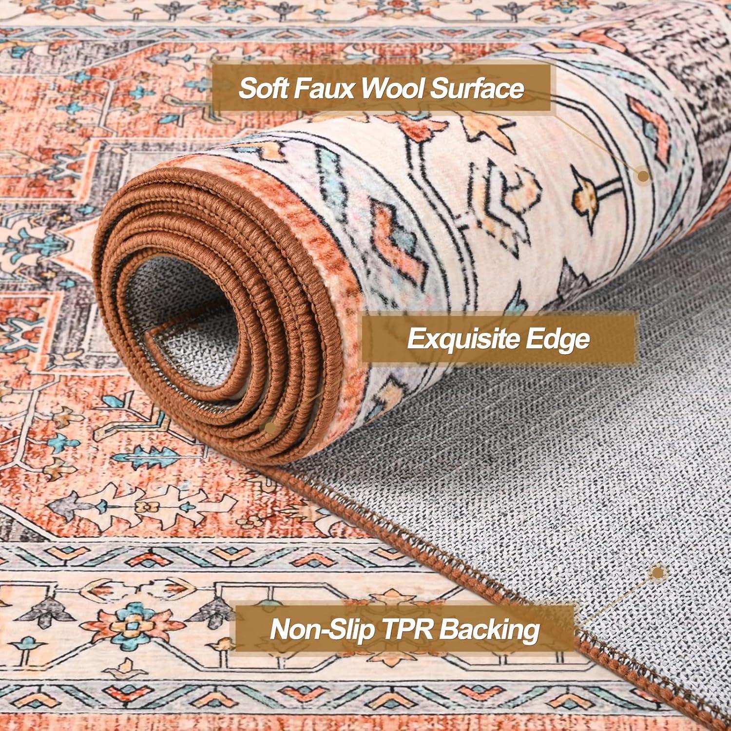 Nuloom Zara Medallion 4x6 Indoor Area Rug for Living Room Bedroom Dining Room Kitchen, Rust/Blue