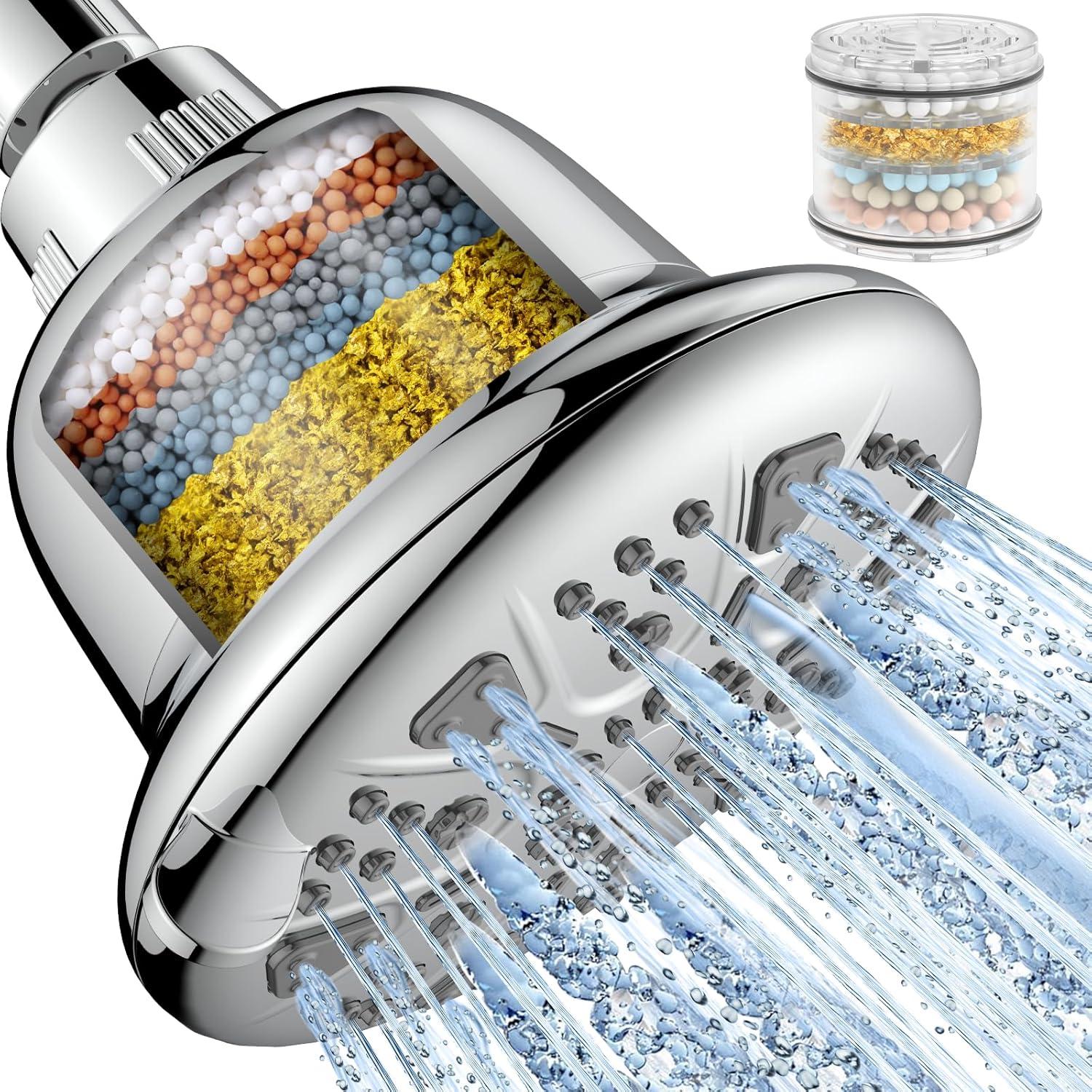 Chrome High Pressure Wall Mounted Shower Head with Filter