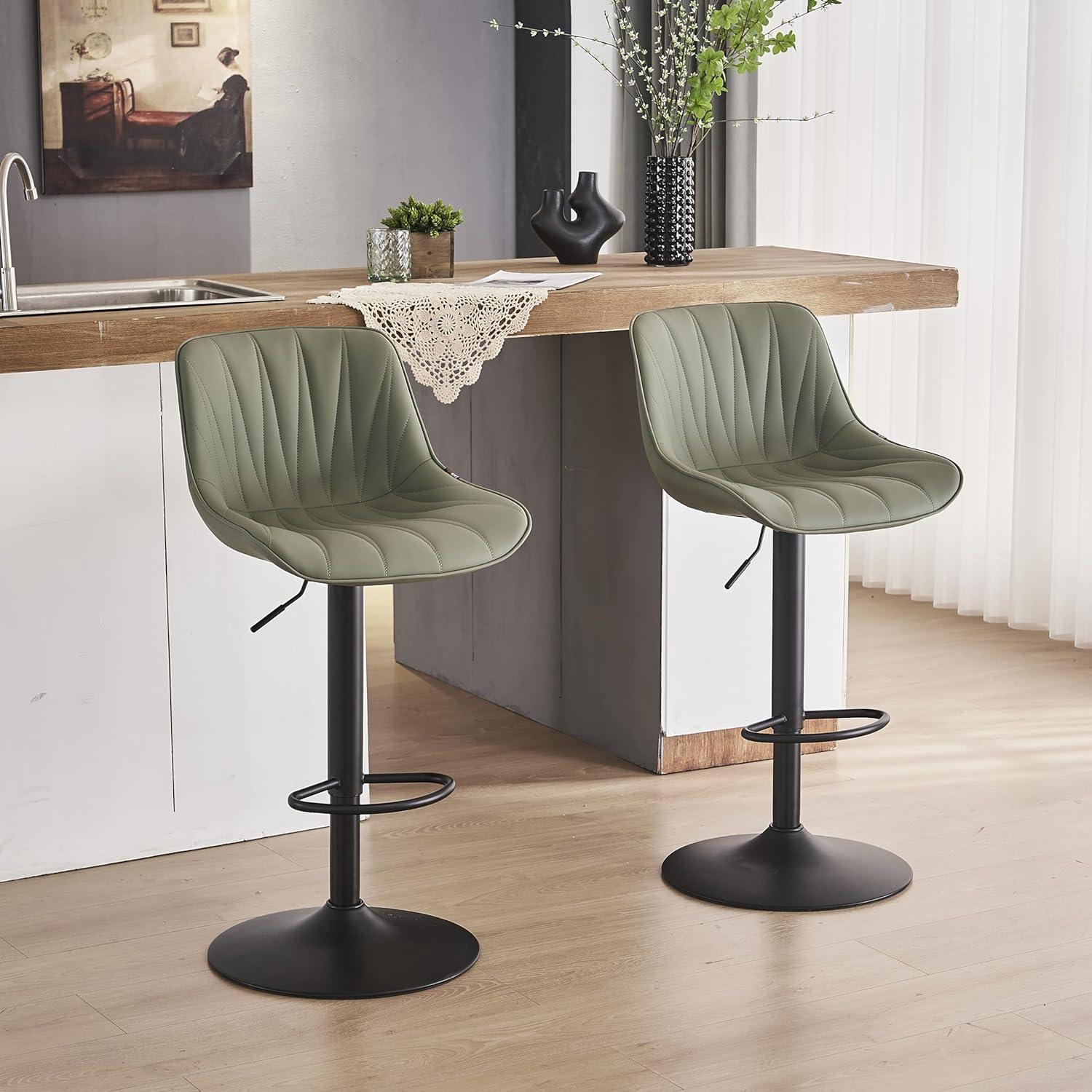 Kidol & Shellder Green Bar Stools Set of 2 Modern Kitchen Island Barstool