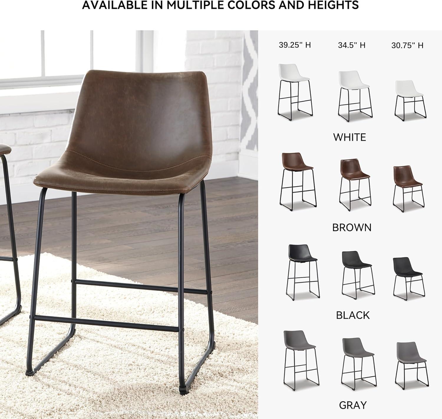 Signature Design by Ashley Centiar 24" Counter Height Modern Bucket Barstool, Set of 2