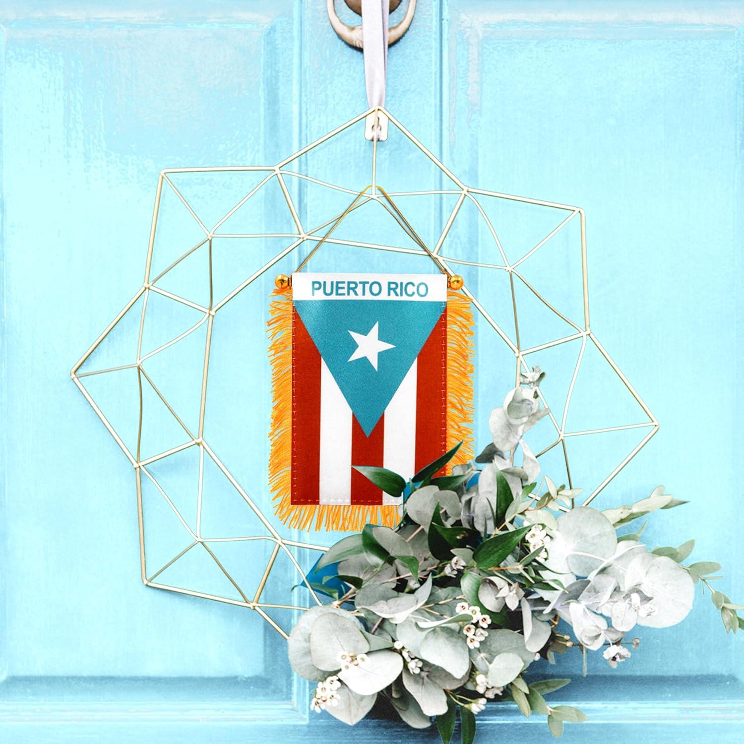 ANLEY Puerto Rico Fringy Window Hanging Flag 4 x 6 in.