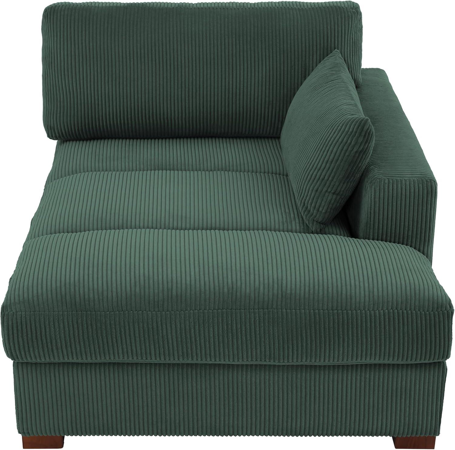 Hunter Green Corduroy Chaise Lounge with Solid Wood Frame