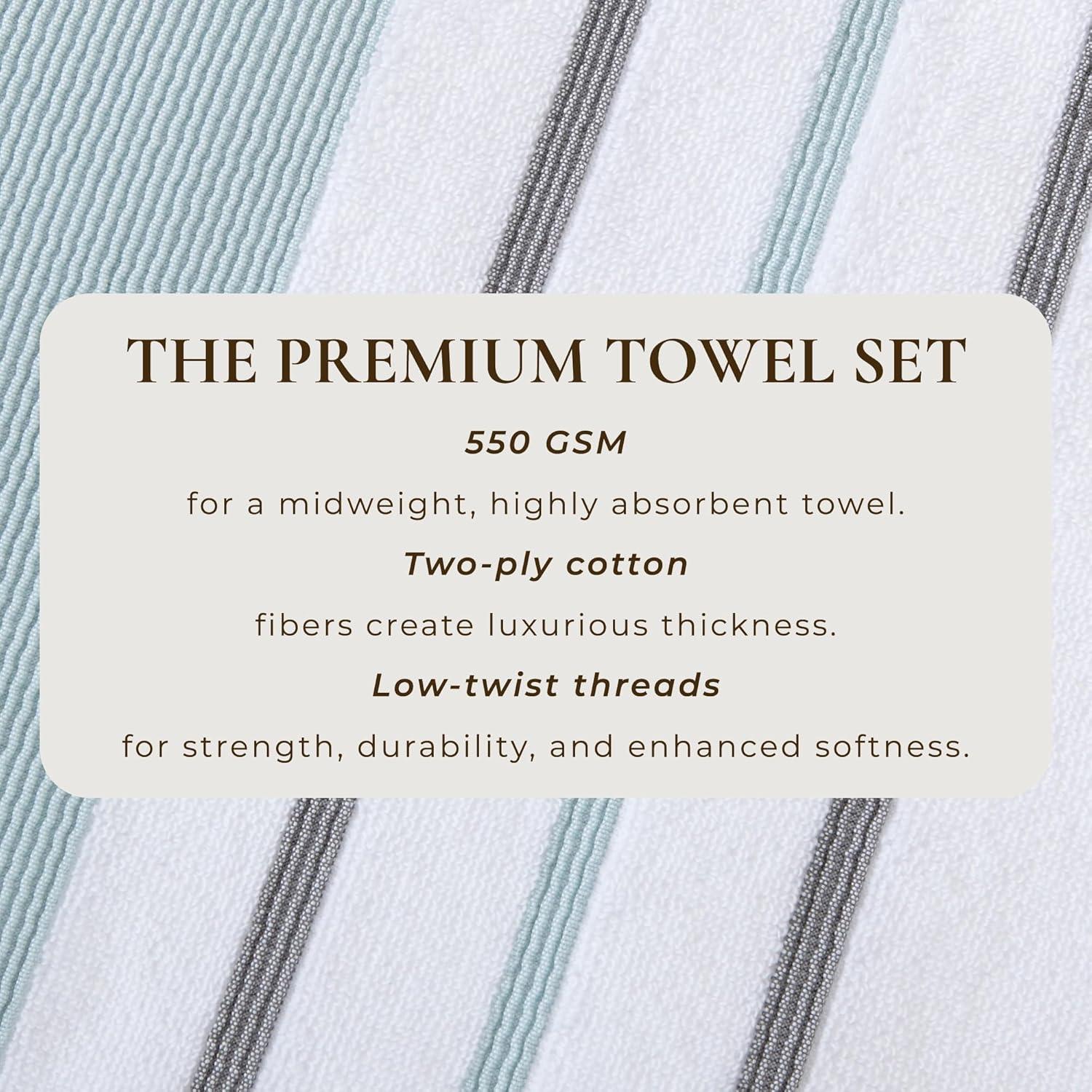 Combed Cotton Decorative Quick-Dry Towel Set (6 Piece Set, Eucalyptus / Grey)