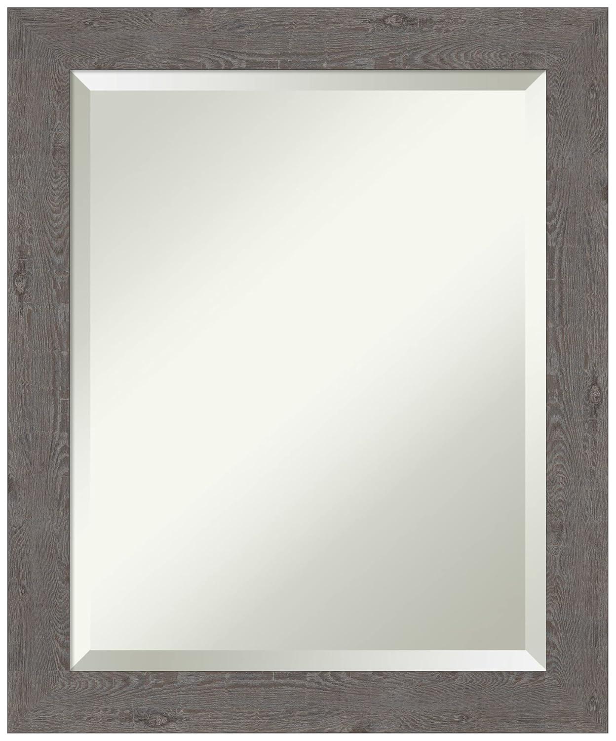 Medium Rectangle Distressed Grey Beveled Glass Modern Mirror (23.25 in. H x 19.25 in. W)