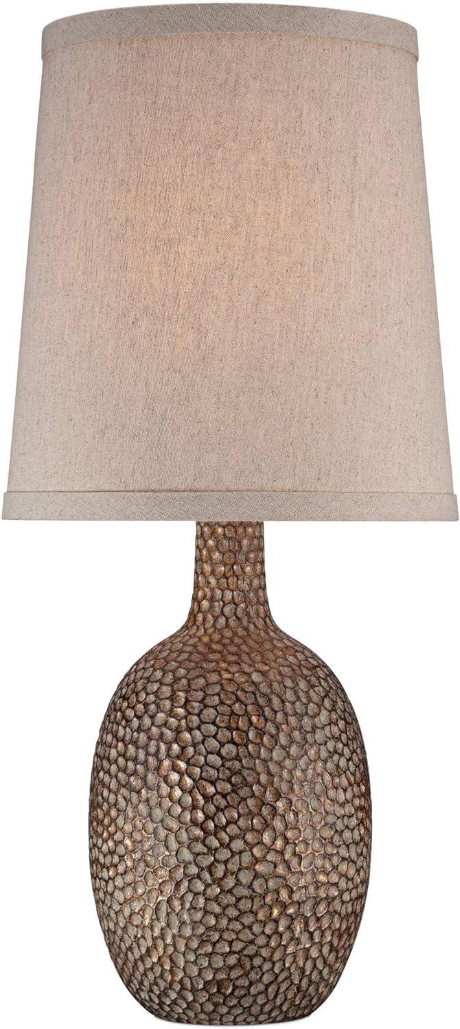 360 Lighting Chalane Rustic Accent Table Lamp 23 1/2" High Antique Bronze Hammered Texture Natural Beige Linen Shade for Bedroom Living Room Bedside