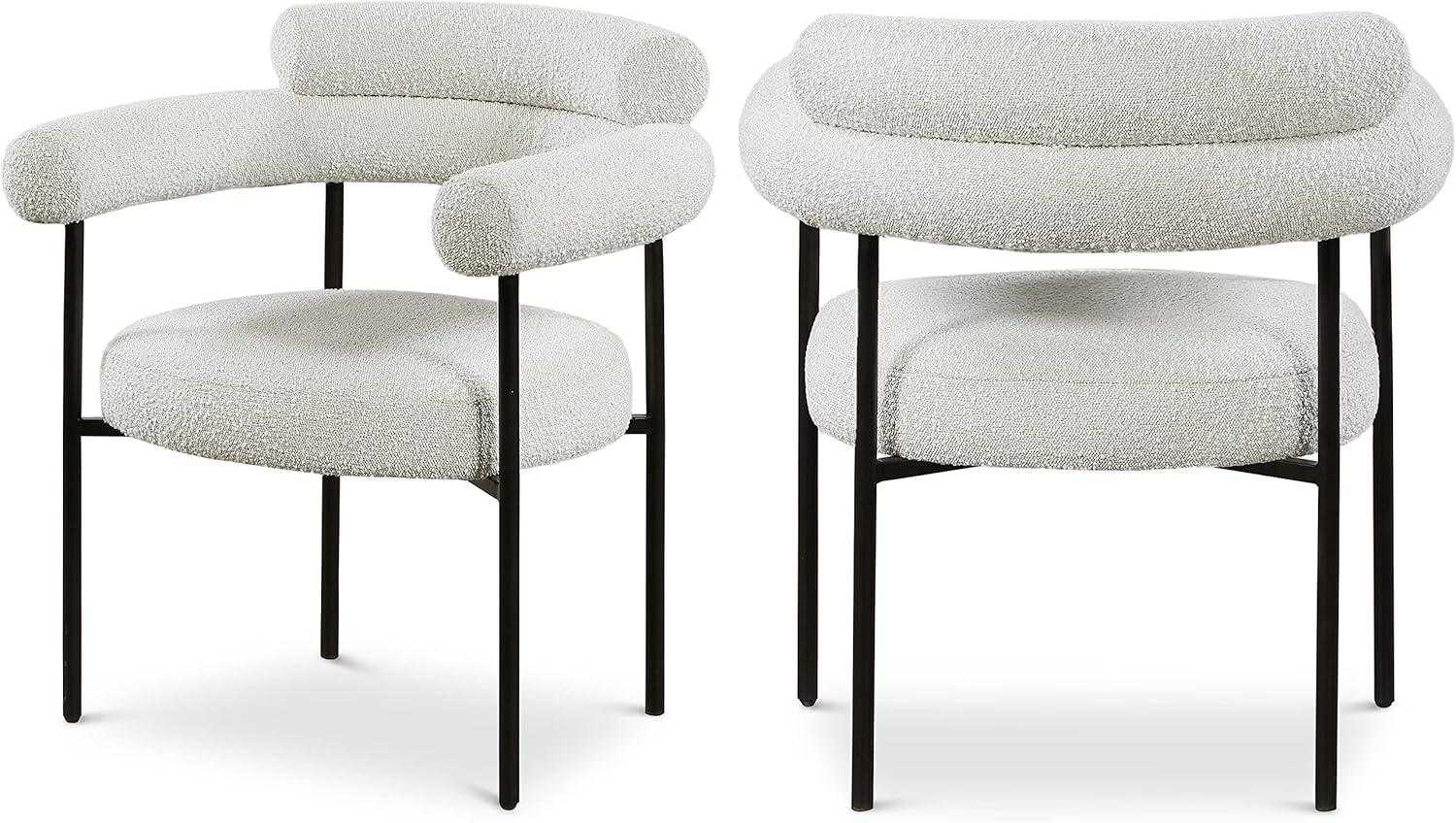 Meridian Furniture Blake Cream Boucle Fabric Dining Chair Set of 2