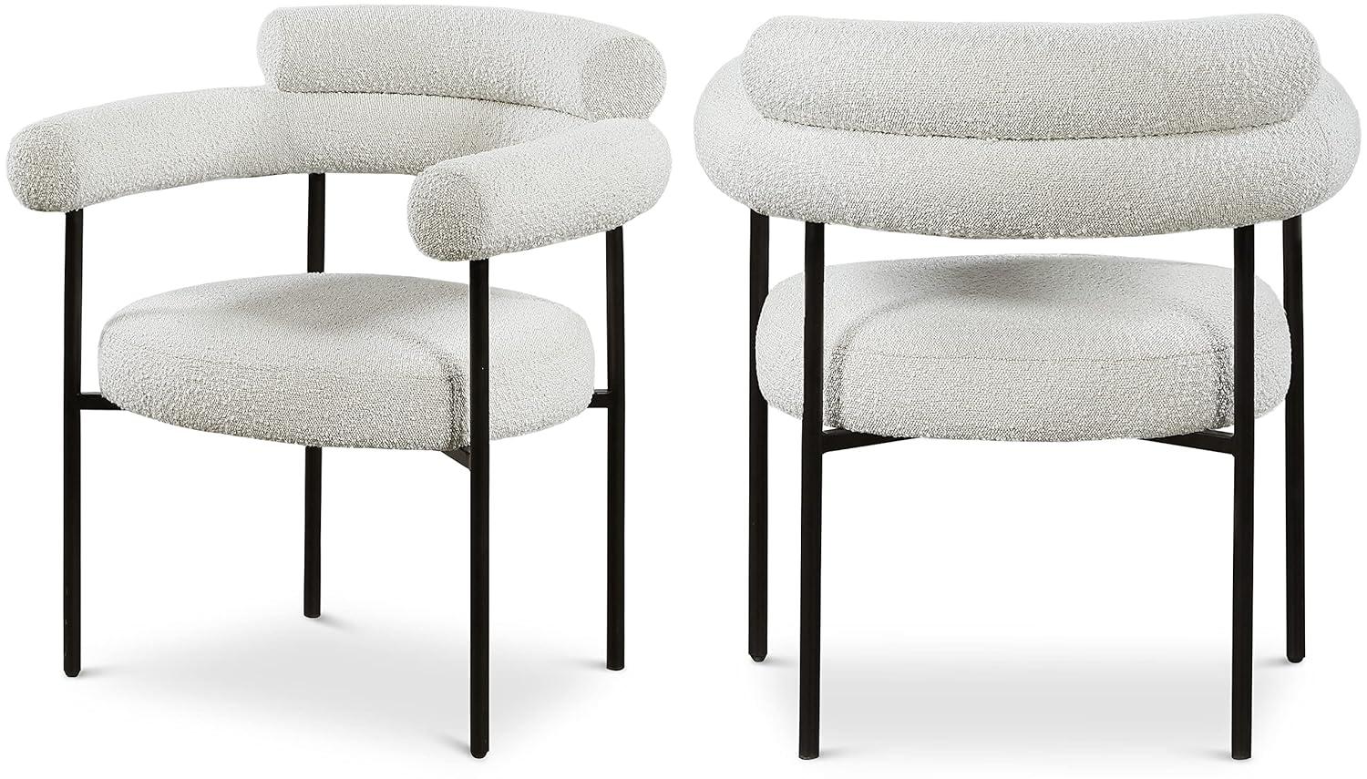 Blake Cream Boucle Fabric Arm Chair with Black Metal Frame
