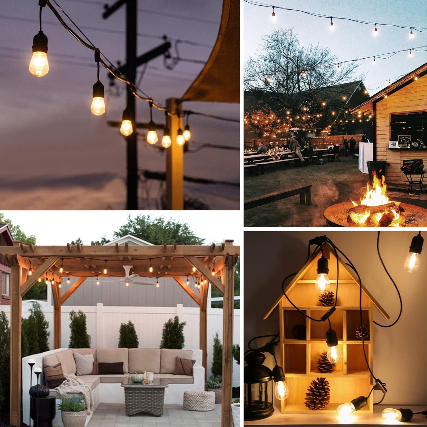 Svater Replacement Bulbs for Outdoor String Lights, 15 Pack S14 LED Bulbs for Patio, E26 Base 1W Bulb Equal to 11W Incandescent, Dimmable,Shatterproof 2700K Warm White