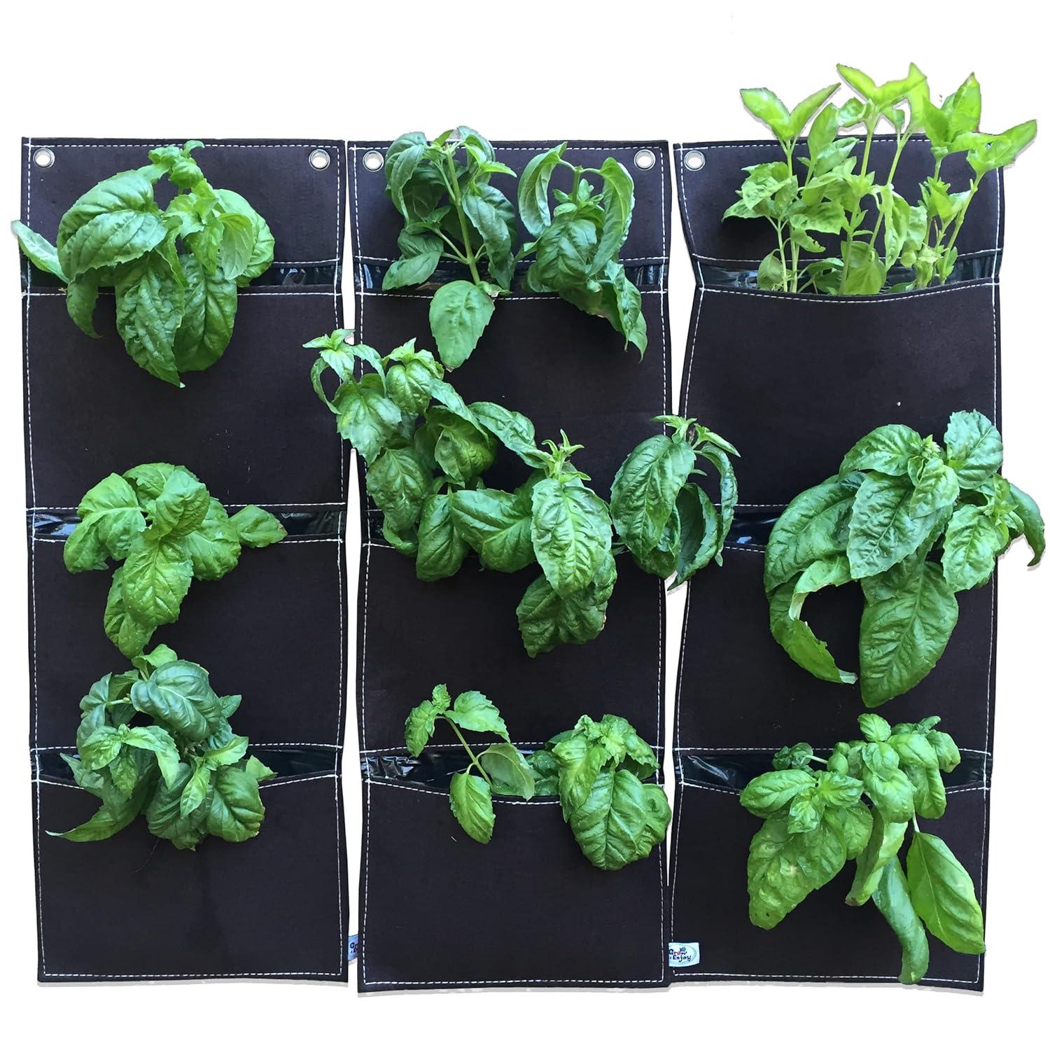 Viagrow Garden Vertical Planter Multi Pocket Wall Mount Living Growing Bag Felt Indoor/Outdoor Herb Pot, 9-Pocket (3x3)