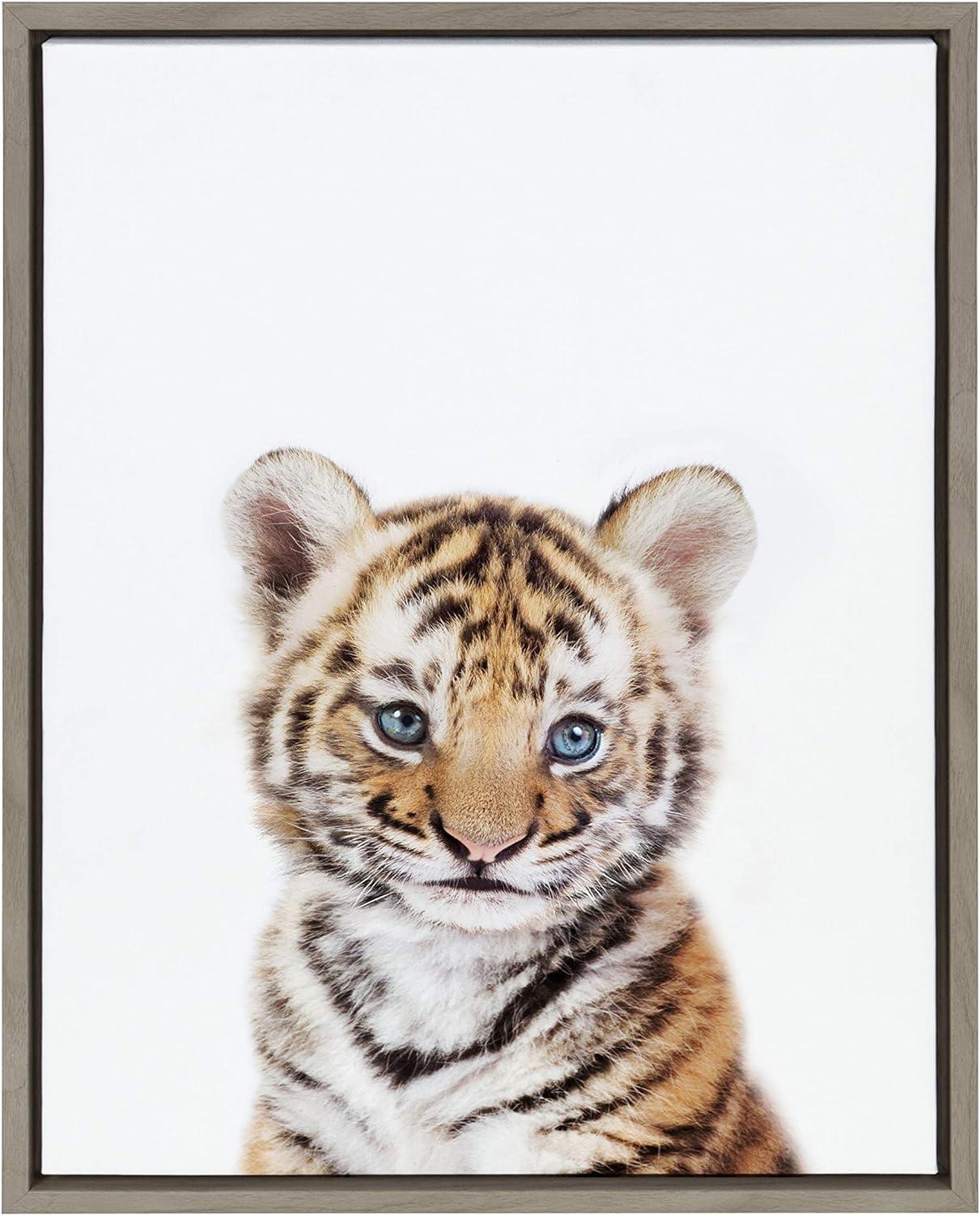 Adorable Baby Tiger Framed Canvas Wall Art