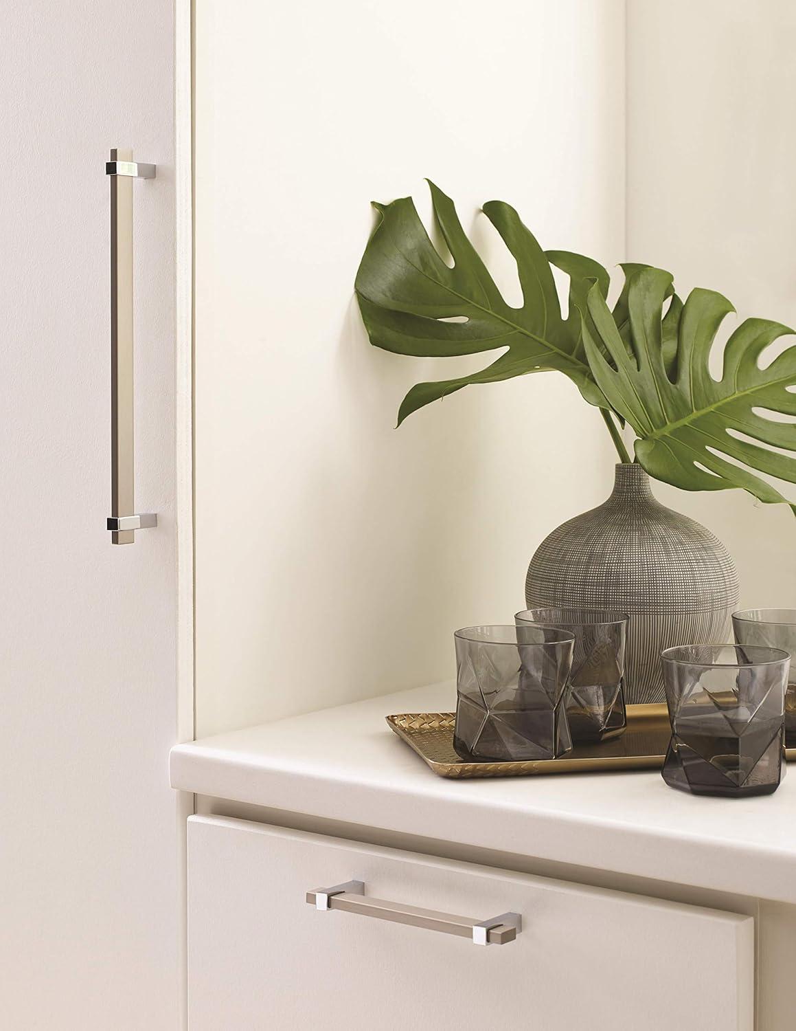 Amerock Mulino 5-1/16 inch (128mm) Center-to-Center Silver Champagne/Polished Chrome Cabinet Pull