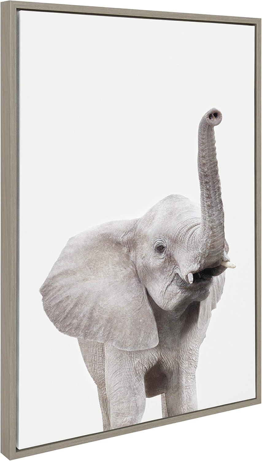 23" x 33" Sylvie Young Elephant Framed Canvas by Amy Peterson: Modern Wall Art Decor - Kate & Laurel All Things Decor