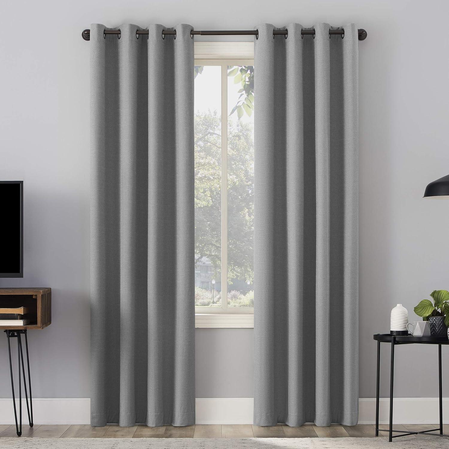 Sterling Gray Polyester Blackout Grommet Curtain Panel