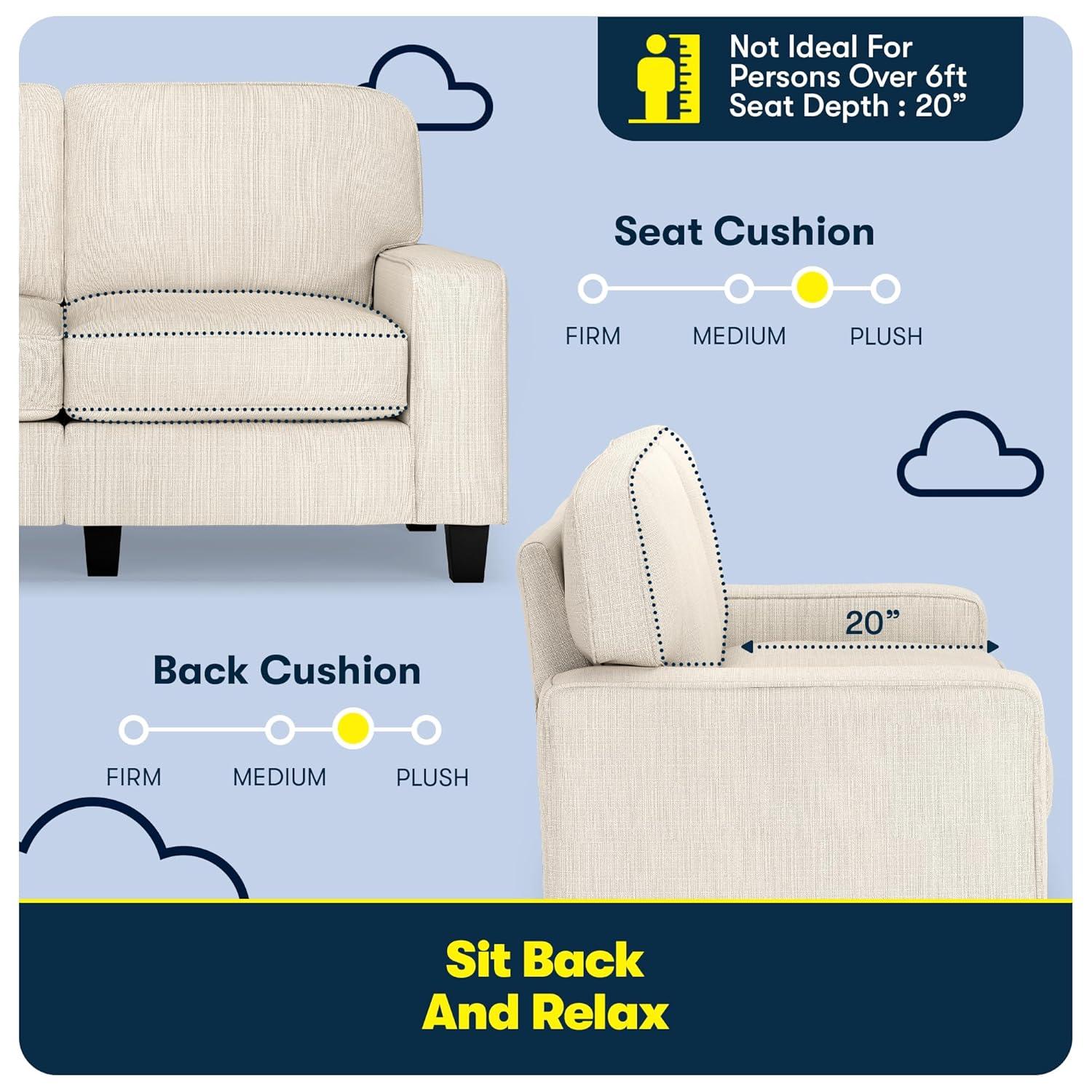 Serta Palisades 61" Track Arm Sofa, Easy Care Fabric, Soft Pillow Back, Pocket Coil Seat Cushions