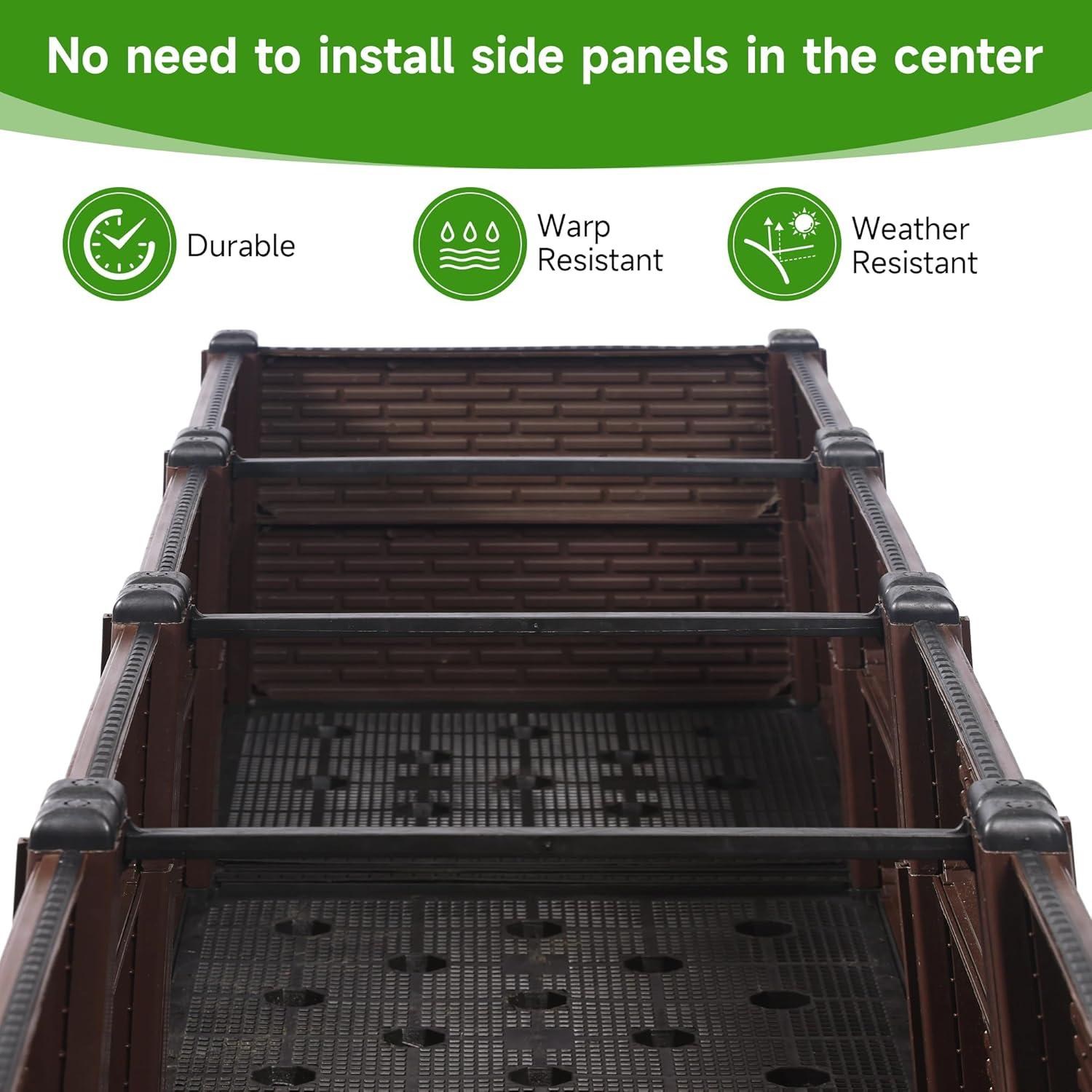 47x15x19in Raised Garden Beds Outdoor, Polypropylene Elevated Planter Boxes Outdoor for Vegetables, Flowers, Herbs, Garden Box with Drain Outlet, Heat and Frost Resistance Planters, 300lb Capacity