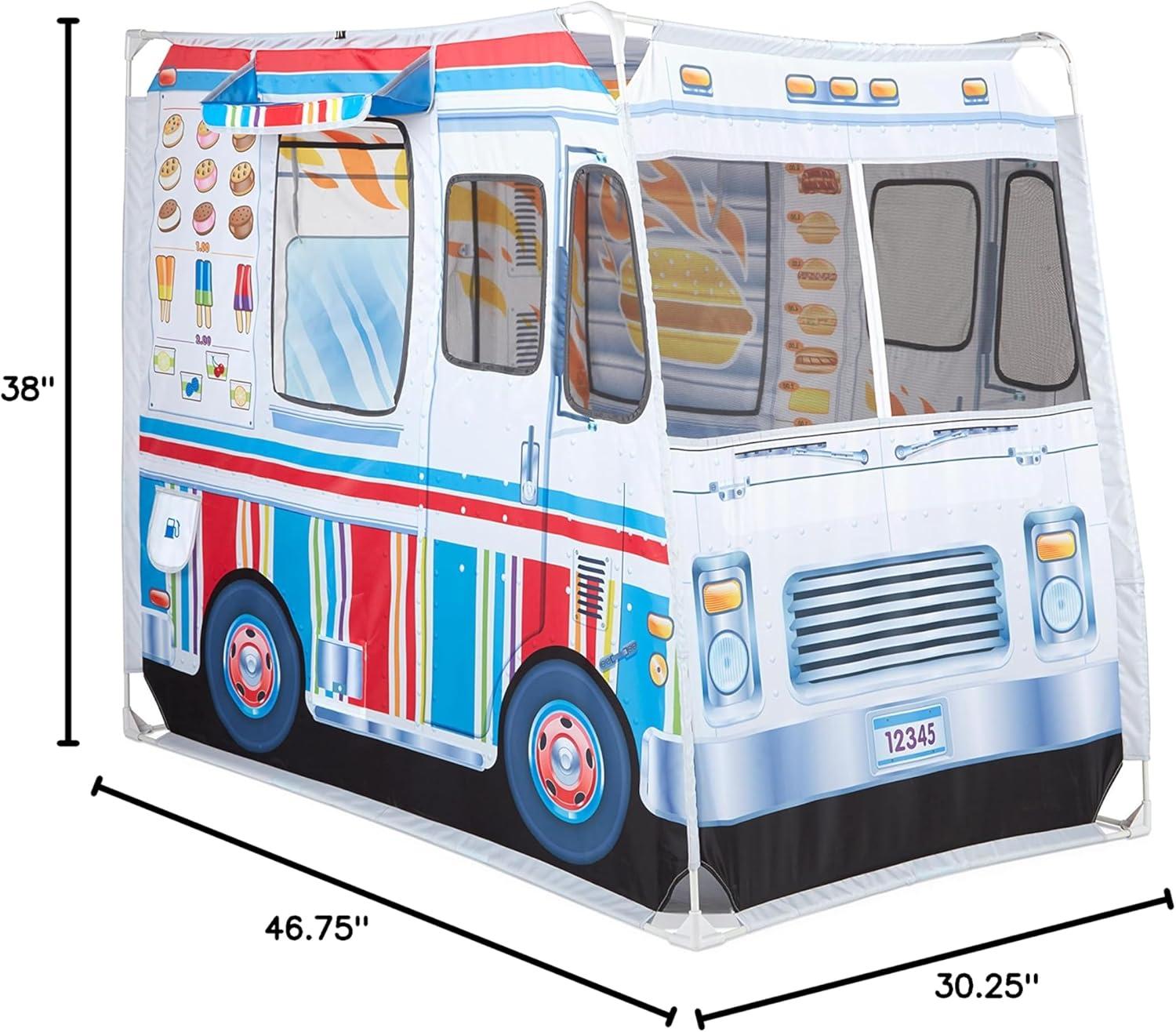 Melissa & Doug Fabric Double-Sided Food Truck Play Tent - Ice Cream And BBQ