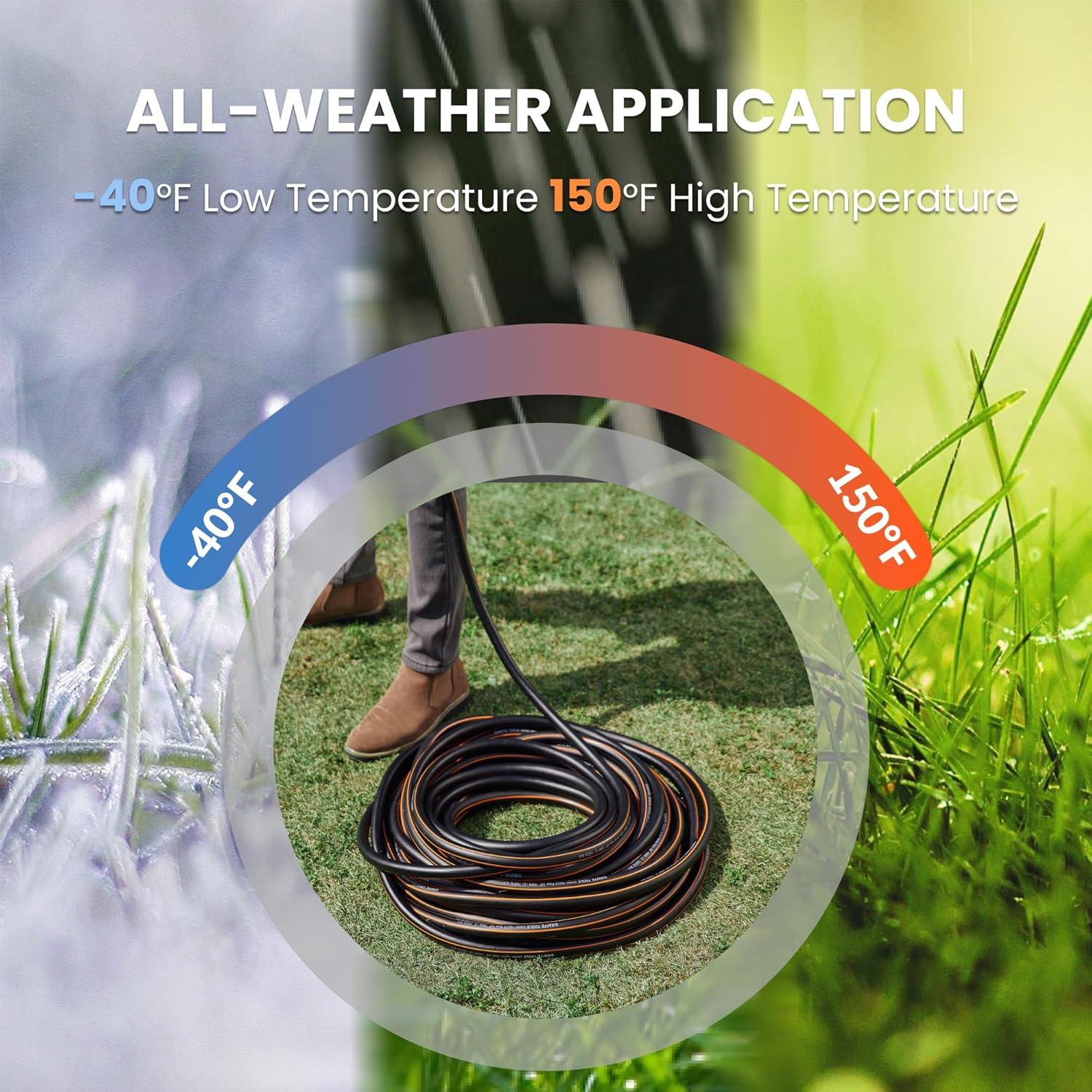 Giraffe Tools Leader Hose 10ft x 5/8'', Short Water Hose Heavy Duty, Lightweight, Flexible Hybrid Hose with Swivel Handle, Male to Female Fittings