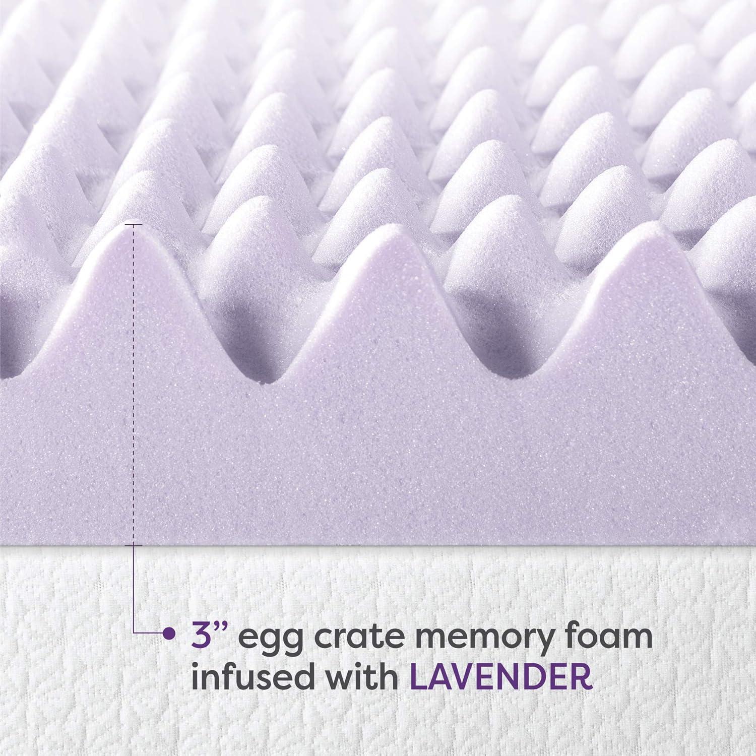 BDEUS 3 inch Gel Cooling Memory Foam Mattress Topper, Memory Foam Egg Crate Mattress Topper, CertiPUR-US Certified, Full Size